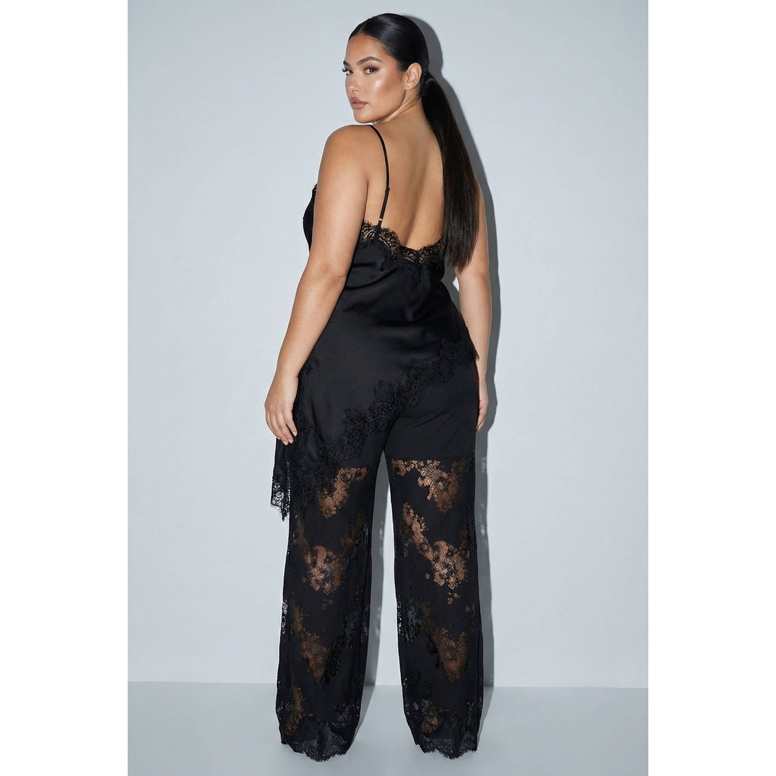 Curve Midnight Satin Lace Cami