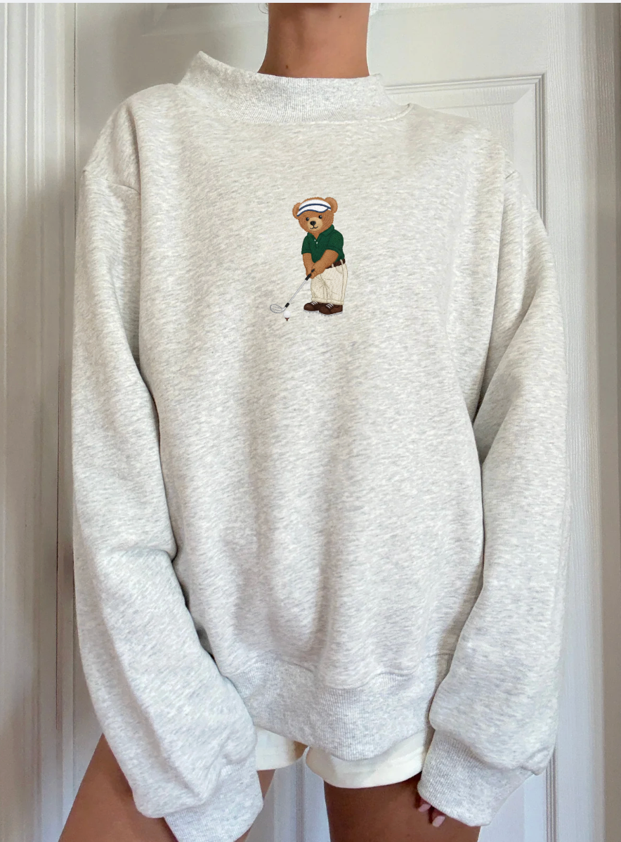 Teddy Bear Golf Embroider Mockneck
