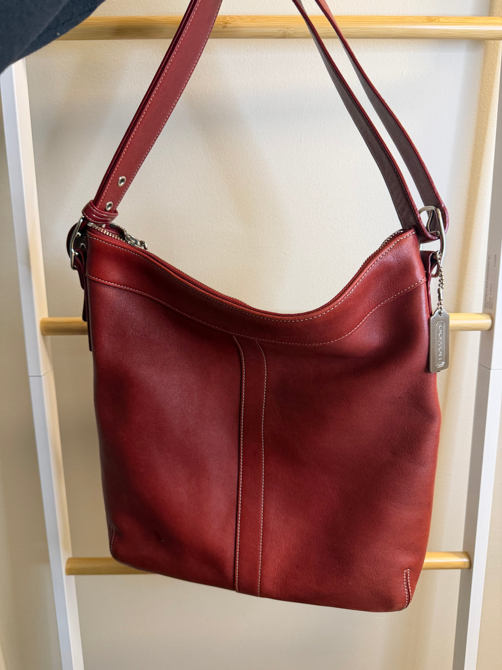 Coach Red Leather Legacy Slim Duffle Shoulder Bag