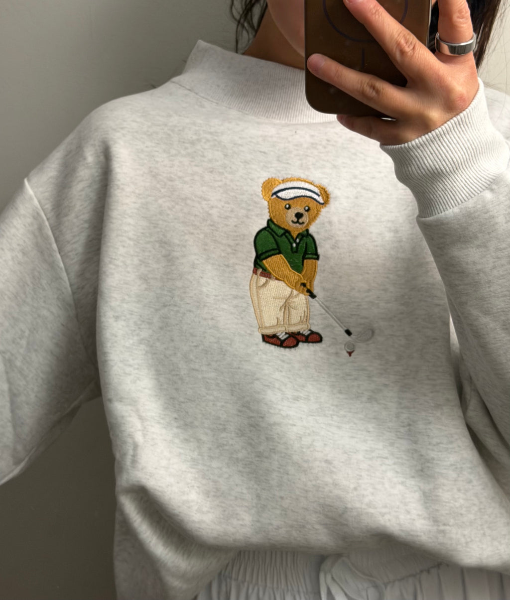 Teddy Bear Golf Embroider Mockneck