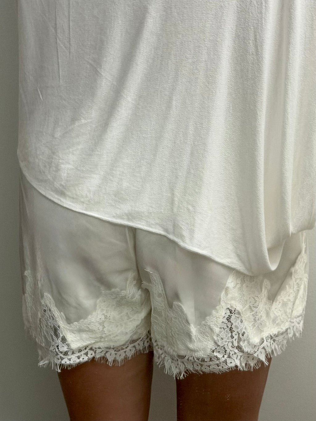 Satin Lace Trim Shorts