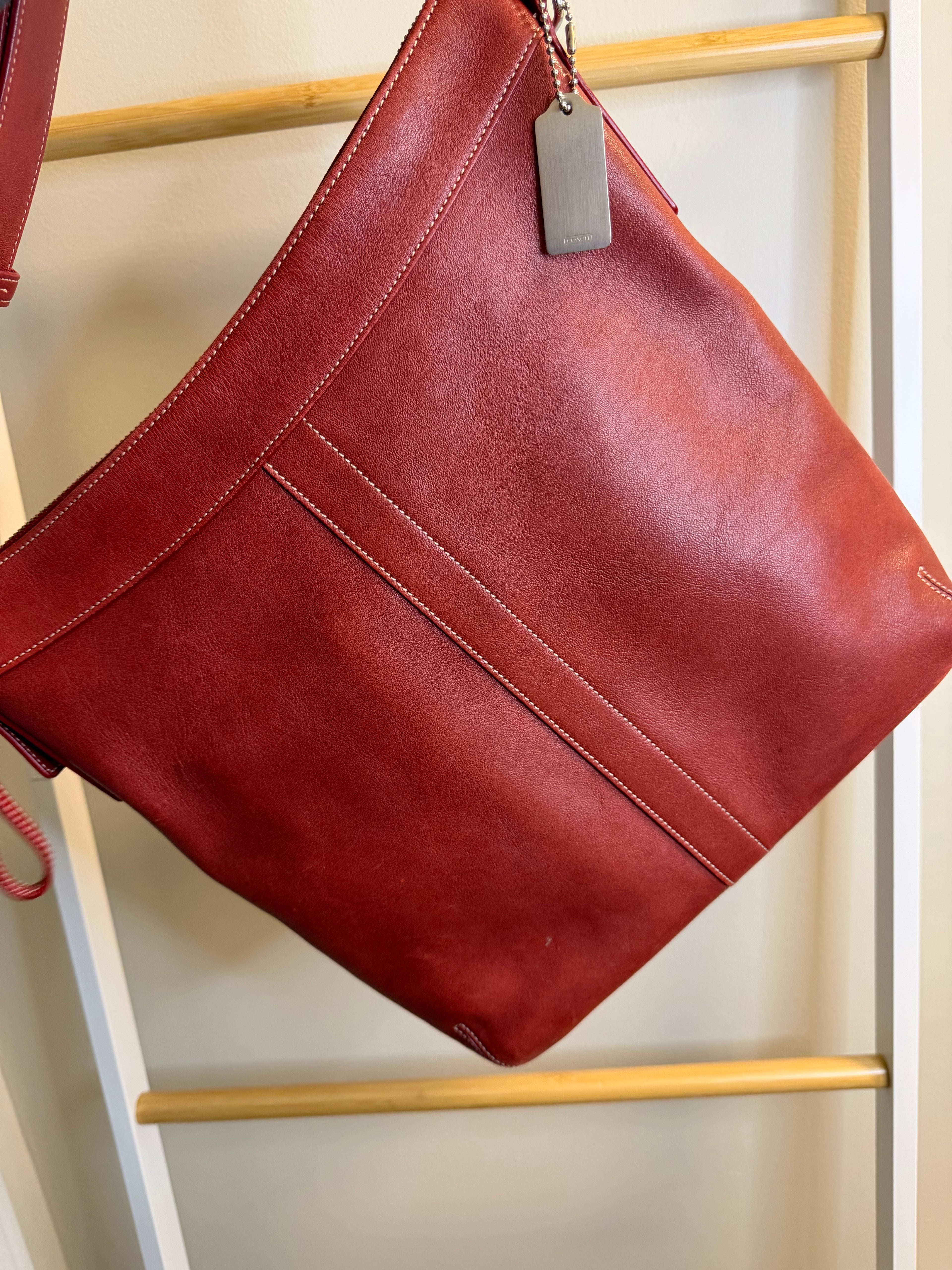 Coach Red Leather Legacy Slim Duffle Shoulder Bag