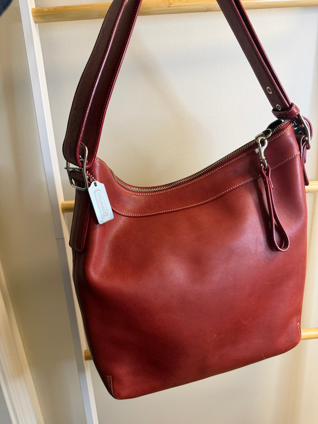 Coach Red Leather Legacy Slim Duffle Shoulder Bag