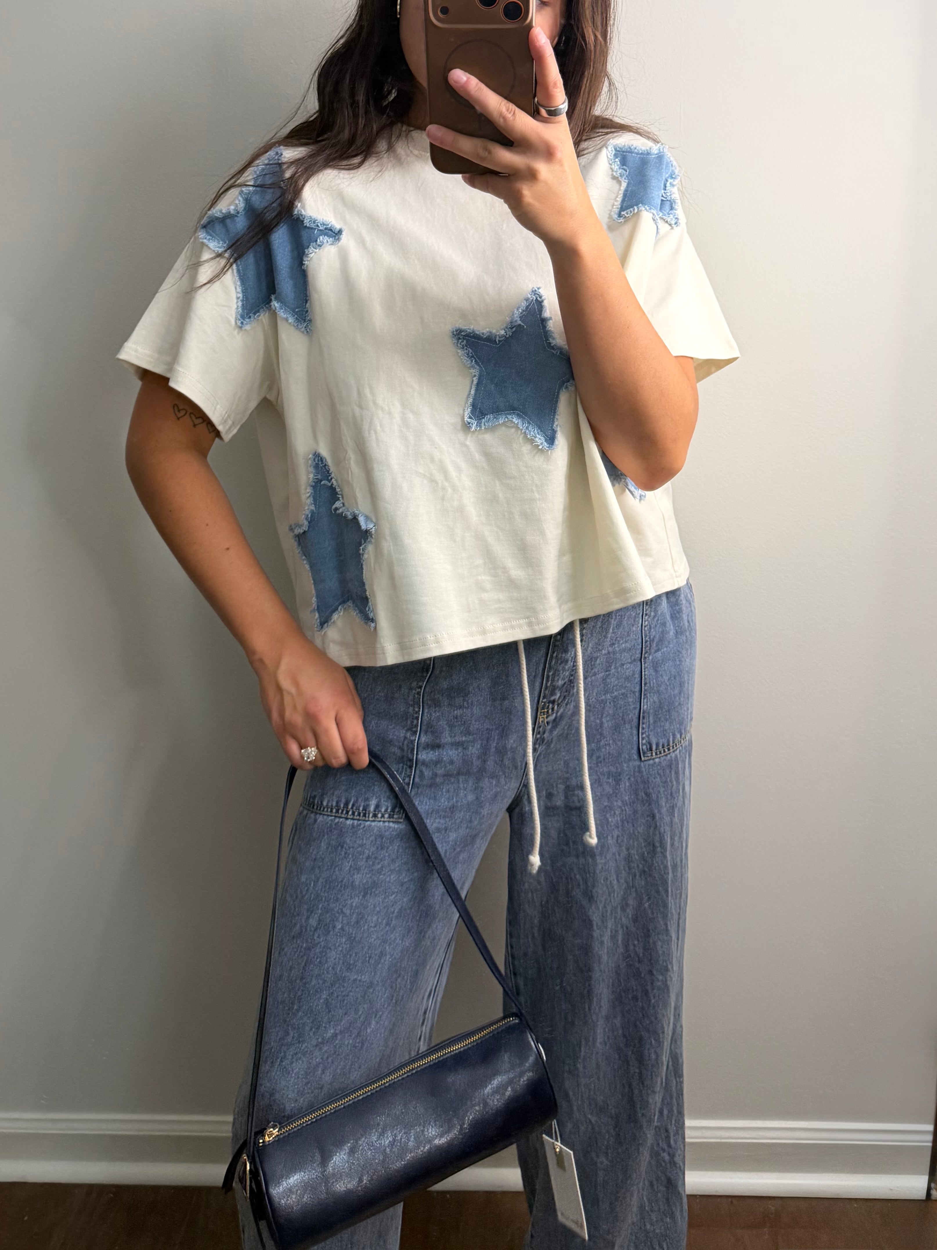 Distressed Denim Star Tee