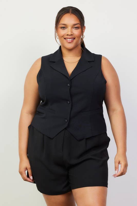 Sleeveless Blazer Plus Size
