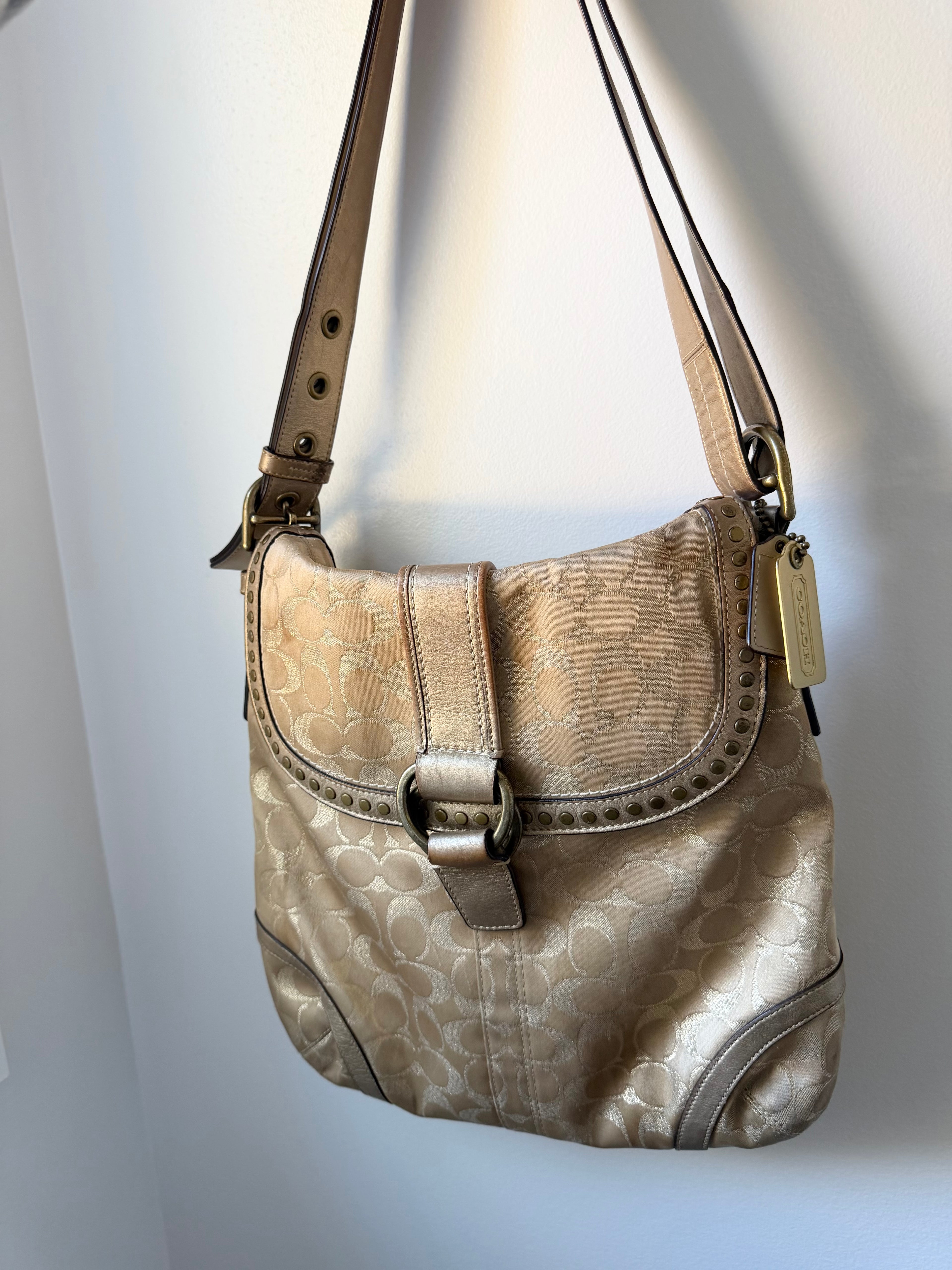 Coach Signature C Studded Flap Saddle Bag