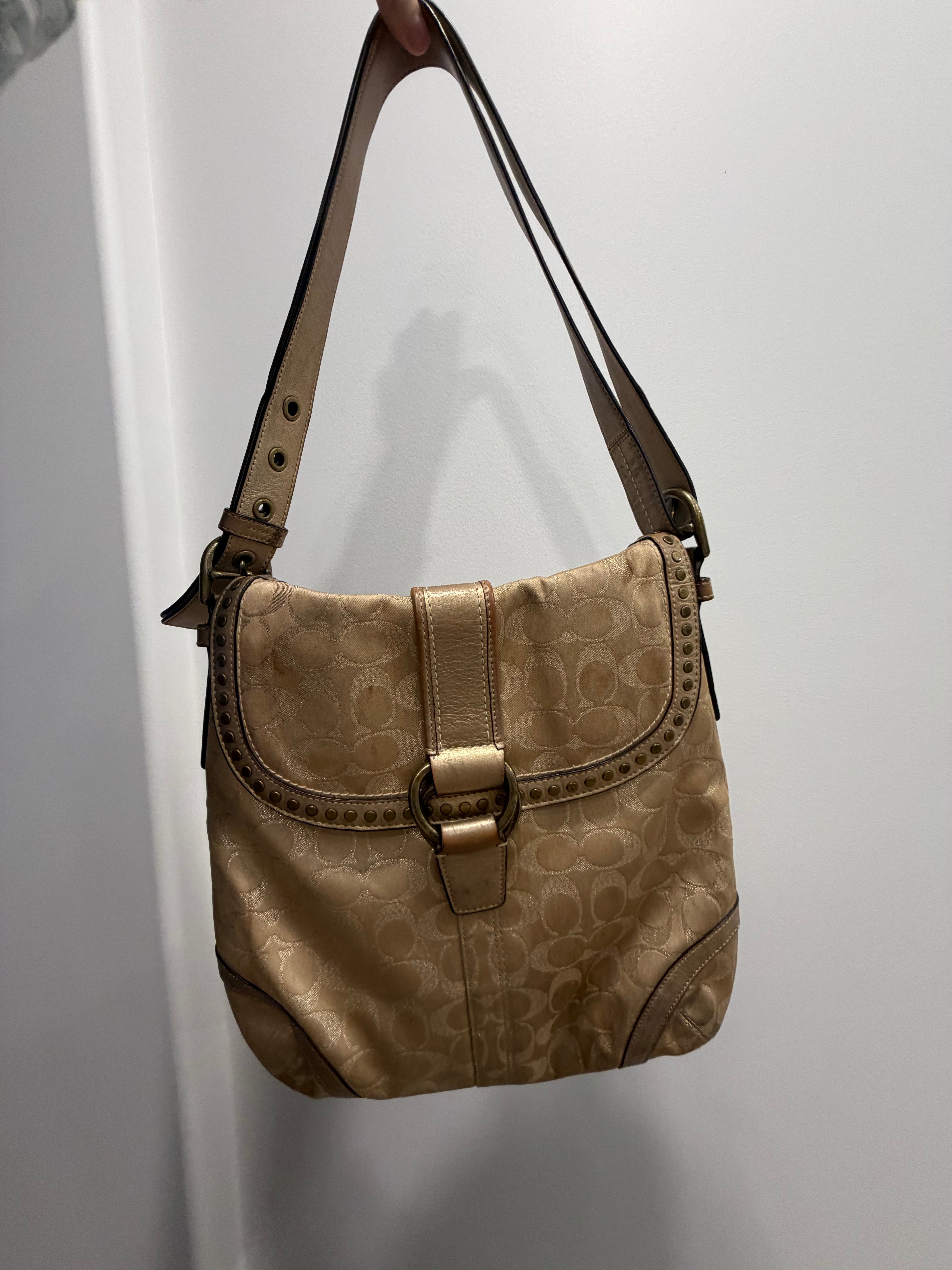 Coach Signature C Studded Flap Saddle Bag