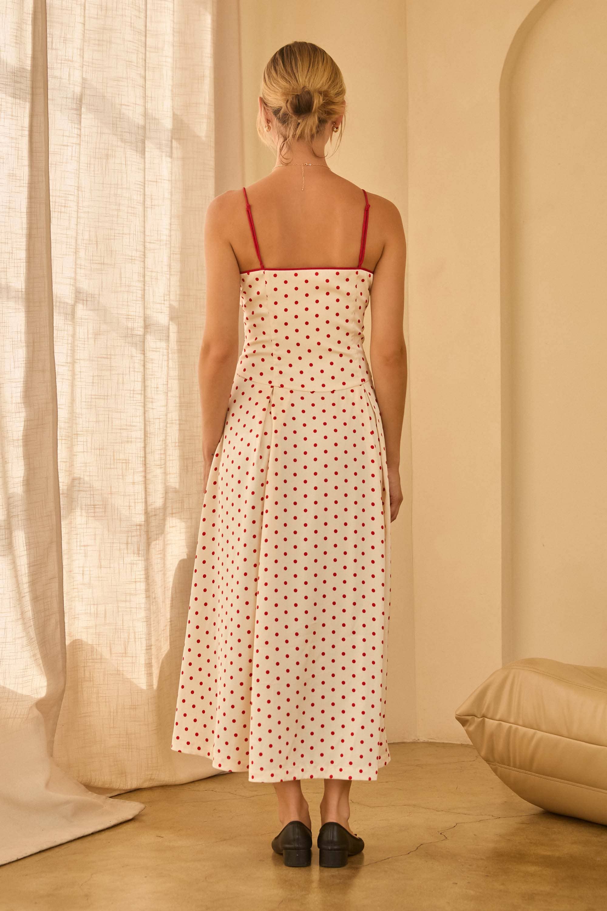 Silky & Sweet Red Polka Dot Midi Dress