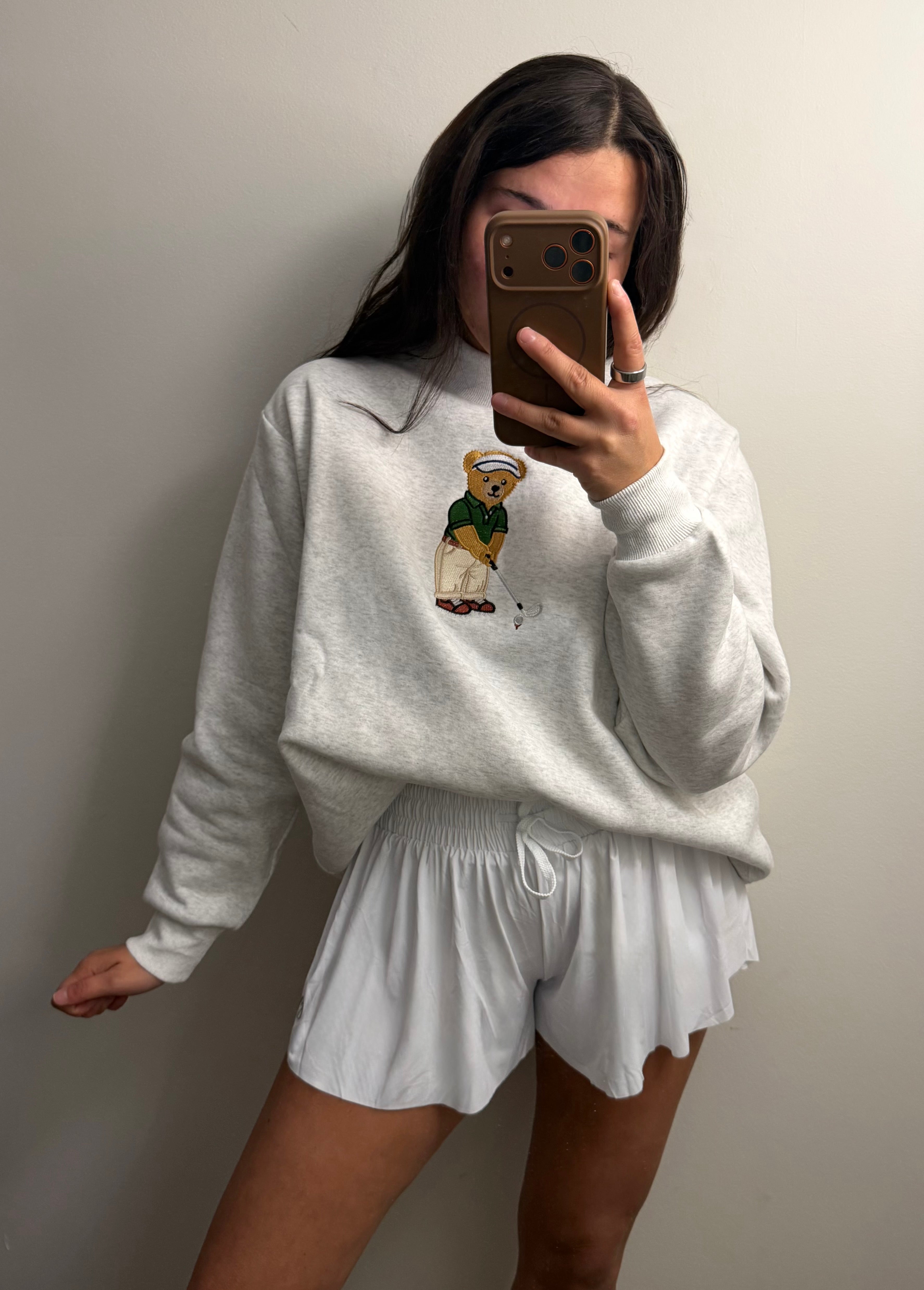 Teddy Bear Golf Embroider Mockneck