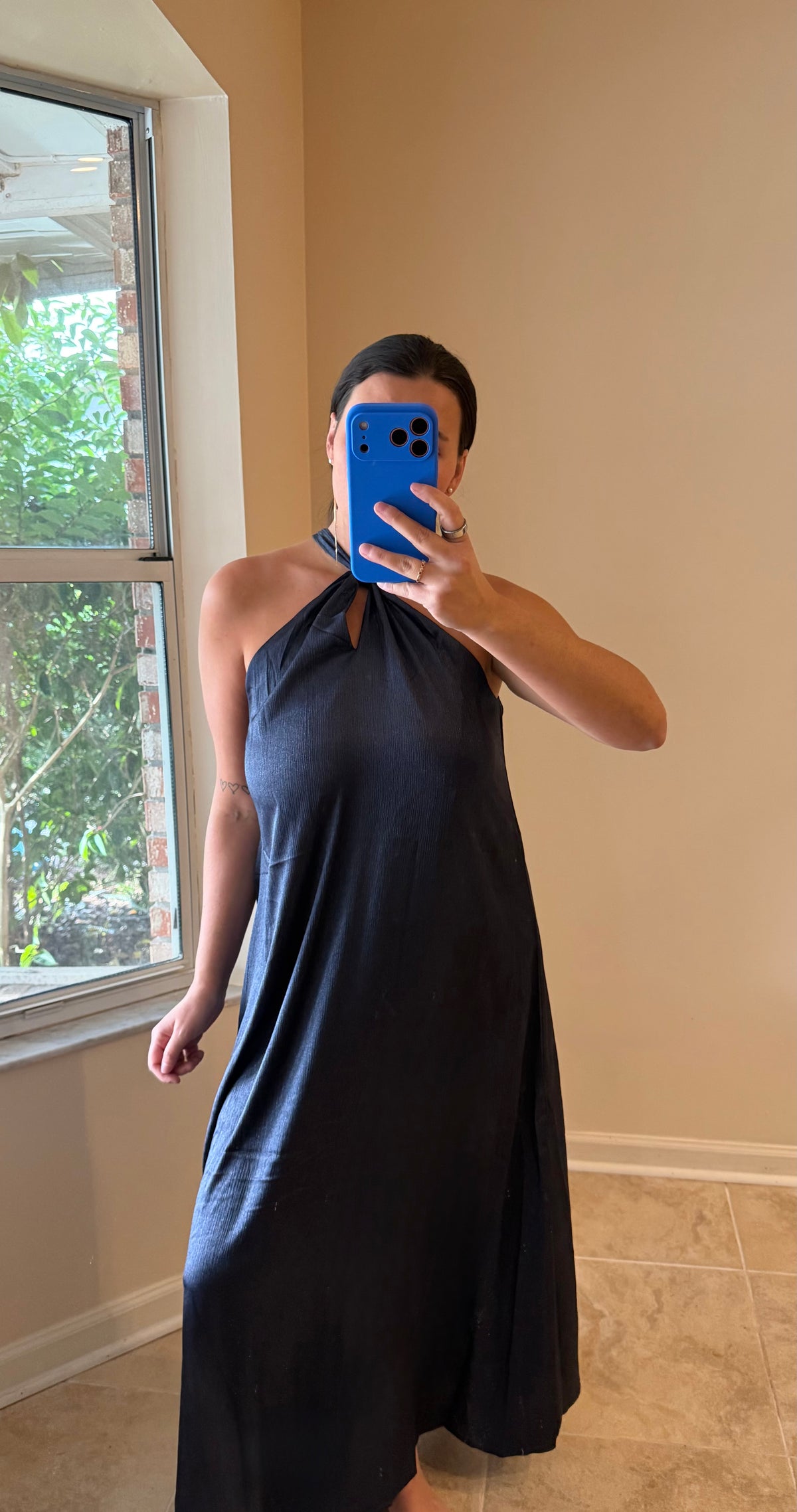 Back bow Tie Halter Loose Fit Maxi Dress