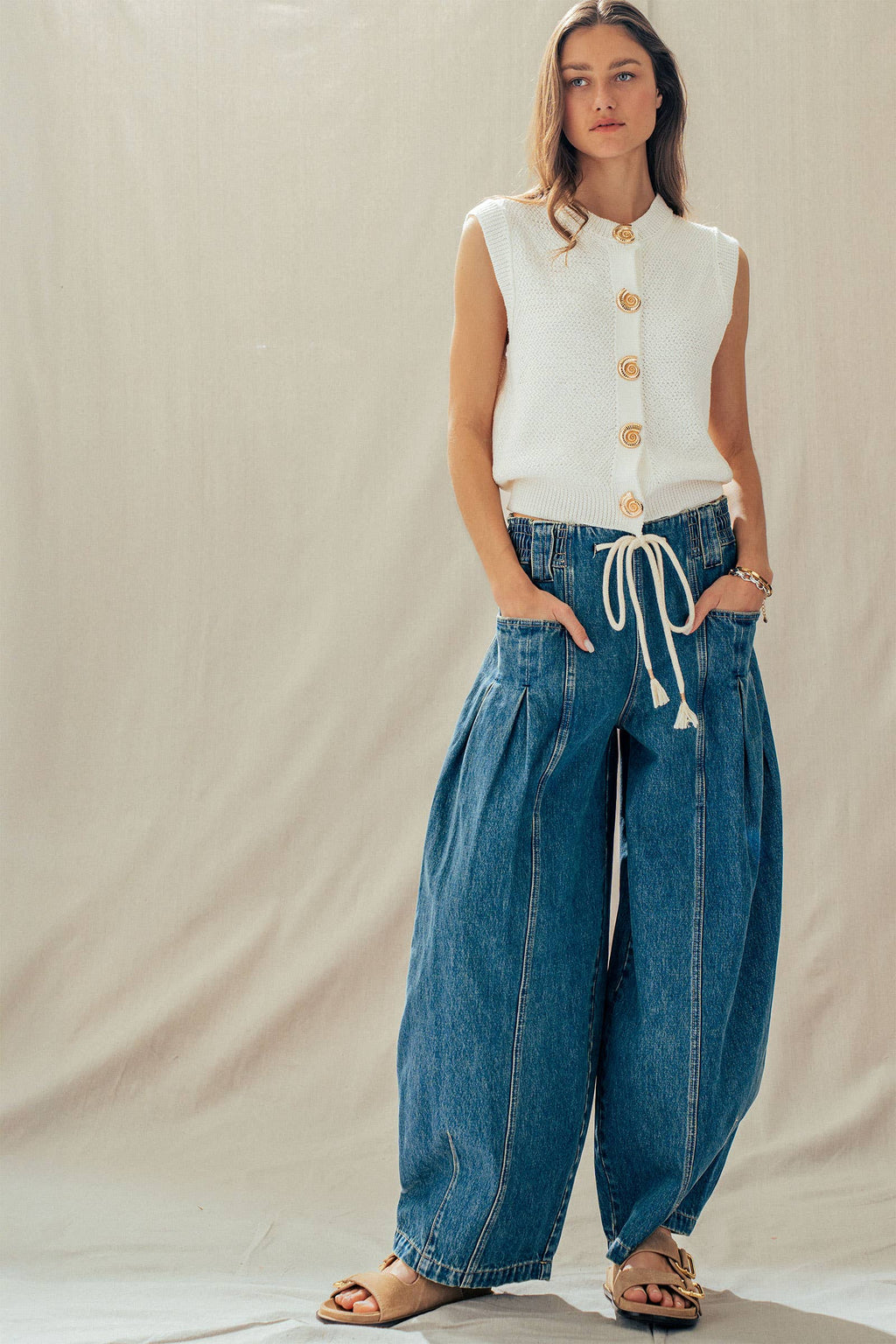 Rope Drawstring Balloon Pants
