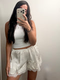 Satin Lace Trim Shorts