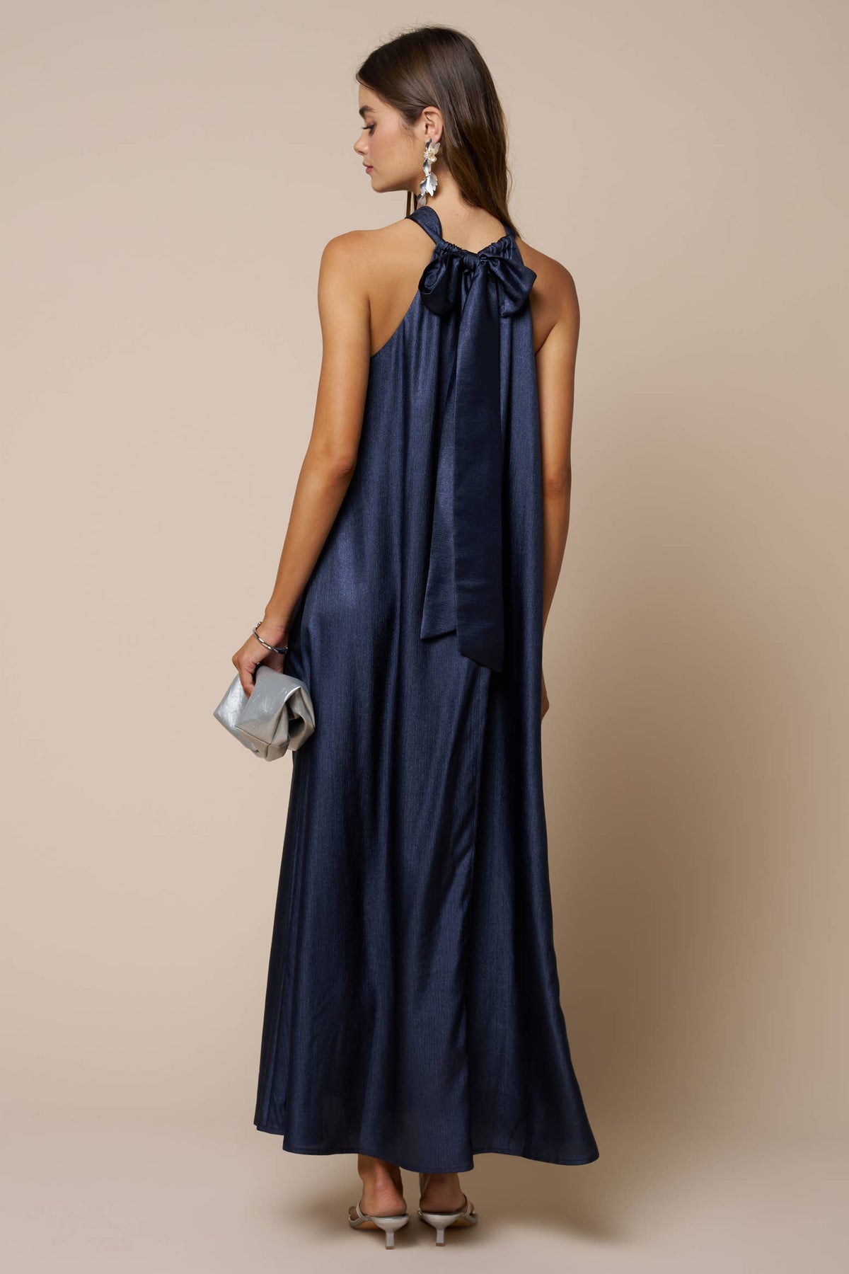 Back bow Tie Halter Loose Fit Maxi Dress
