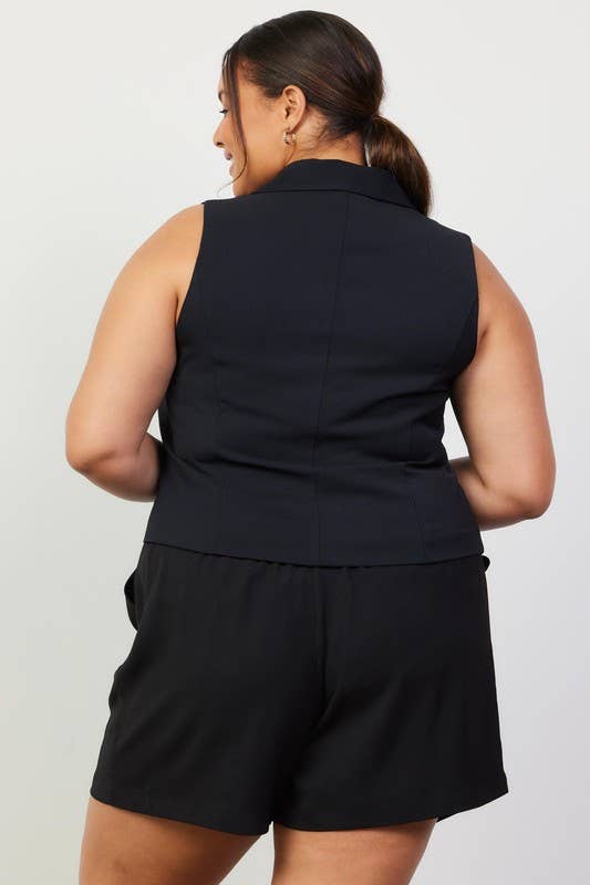 Sleeveless Blazer Plus Size