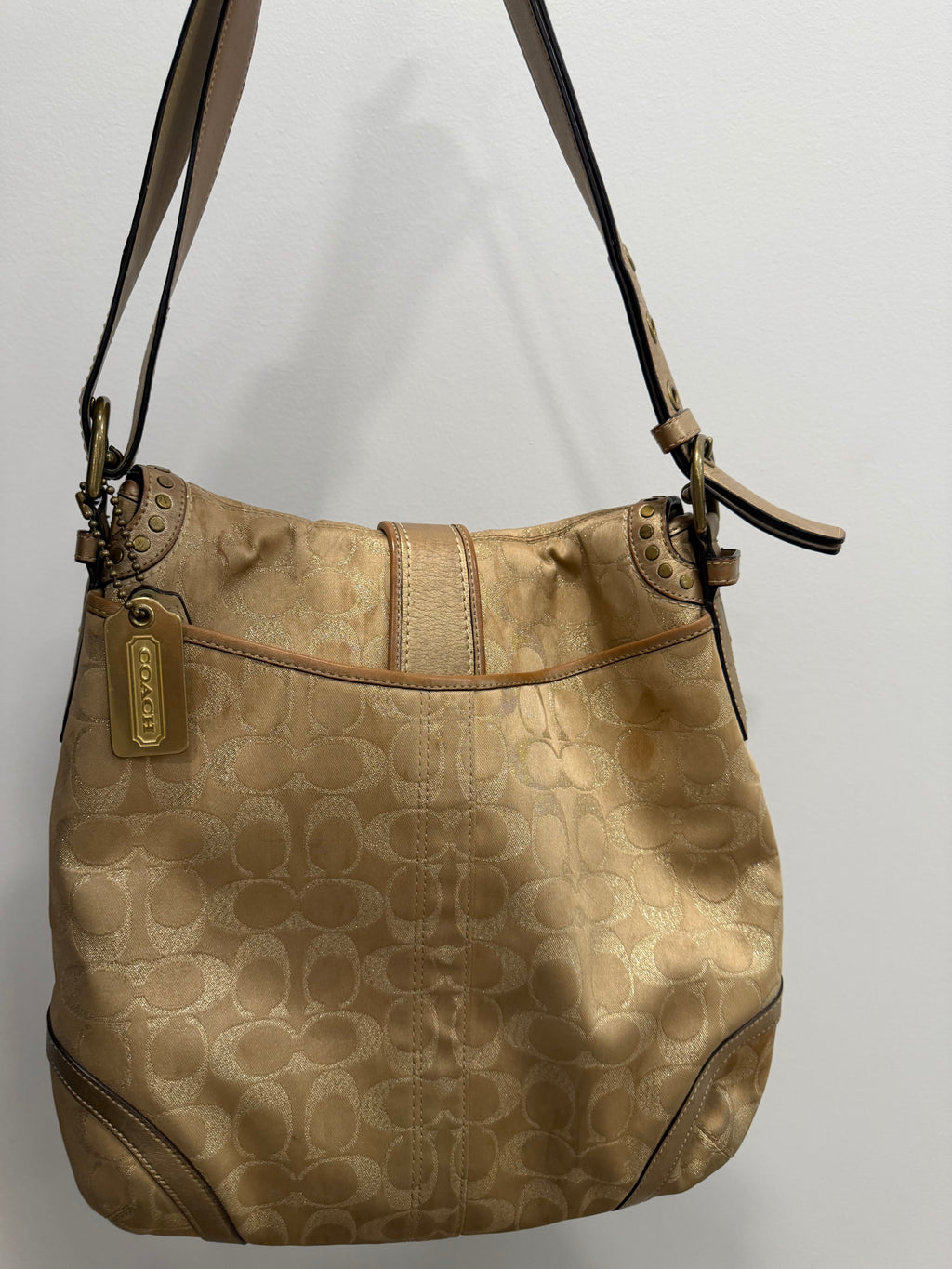 Coach Signature C Studded Flap Saddle Bag