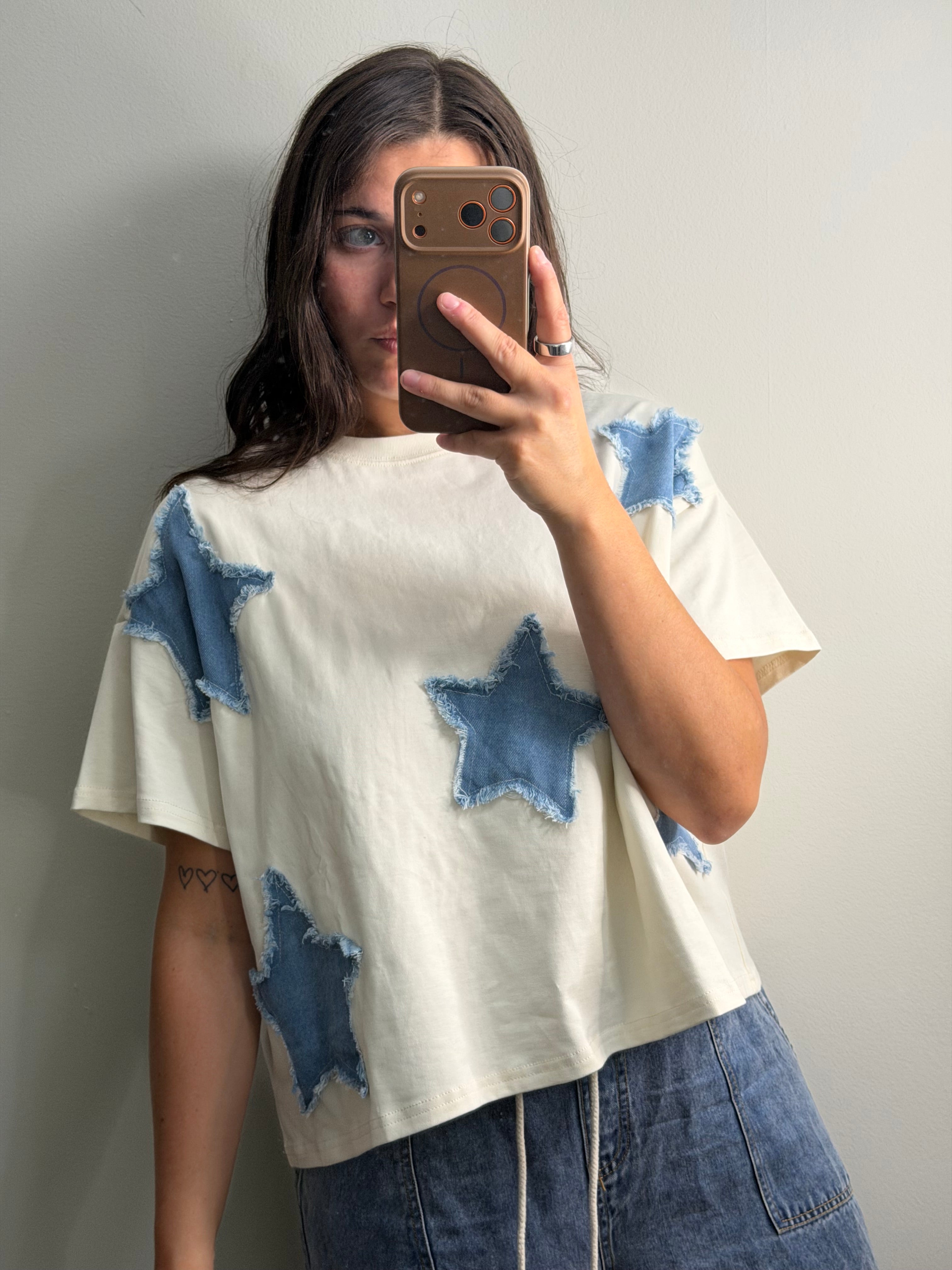 Distressed Denim Star Tee