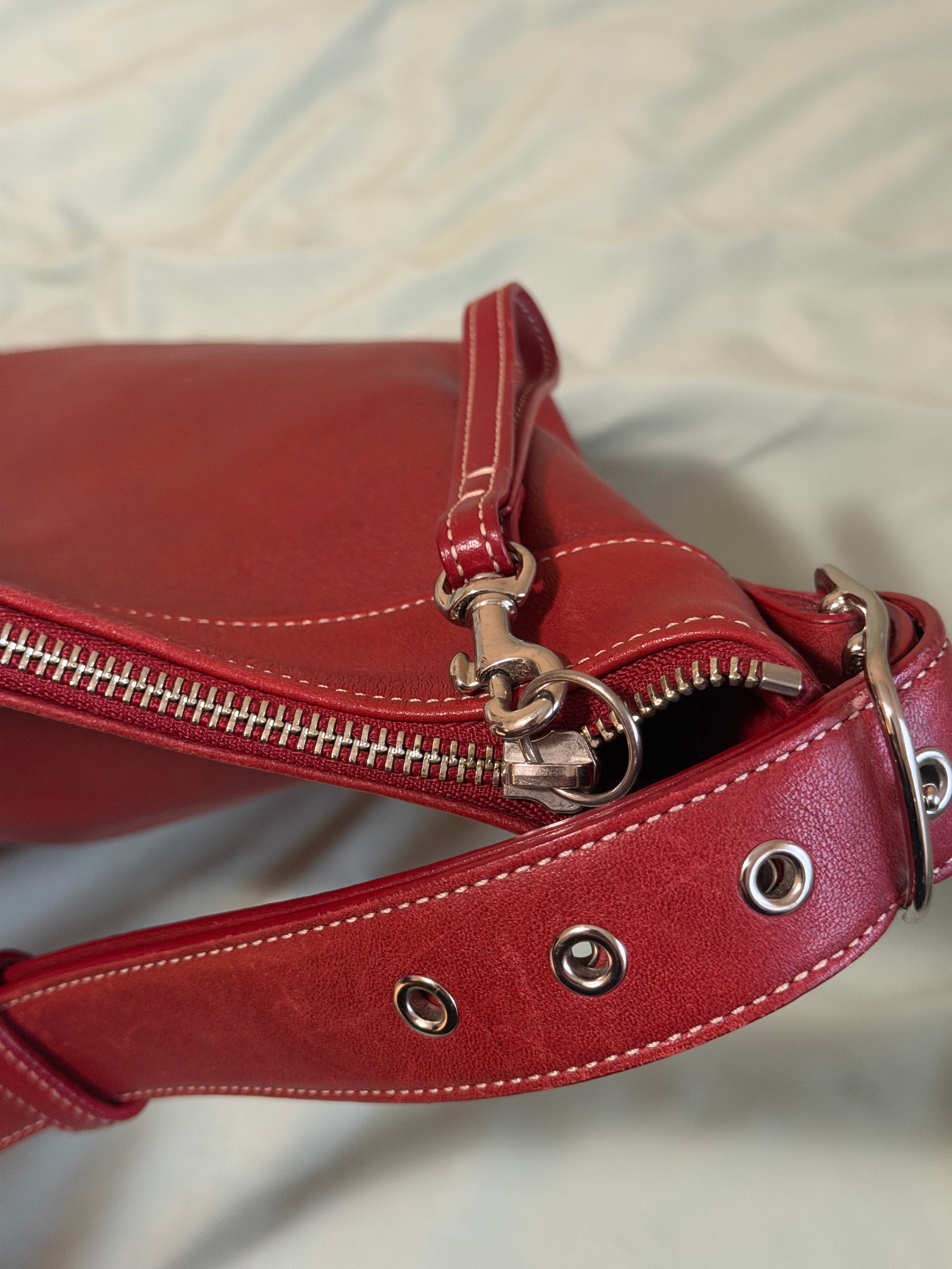 Coach Red Leather Legacy Slim Duffle Shoulder Bag