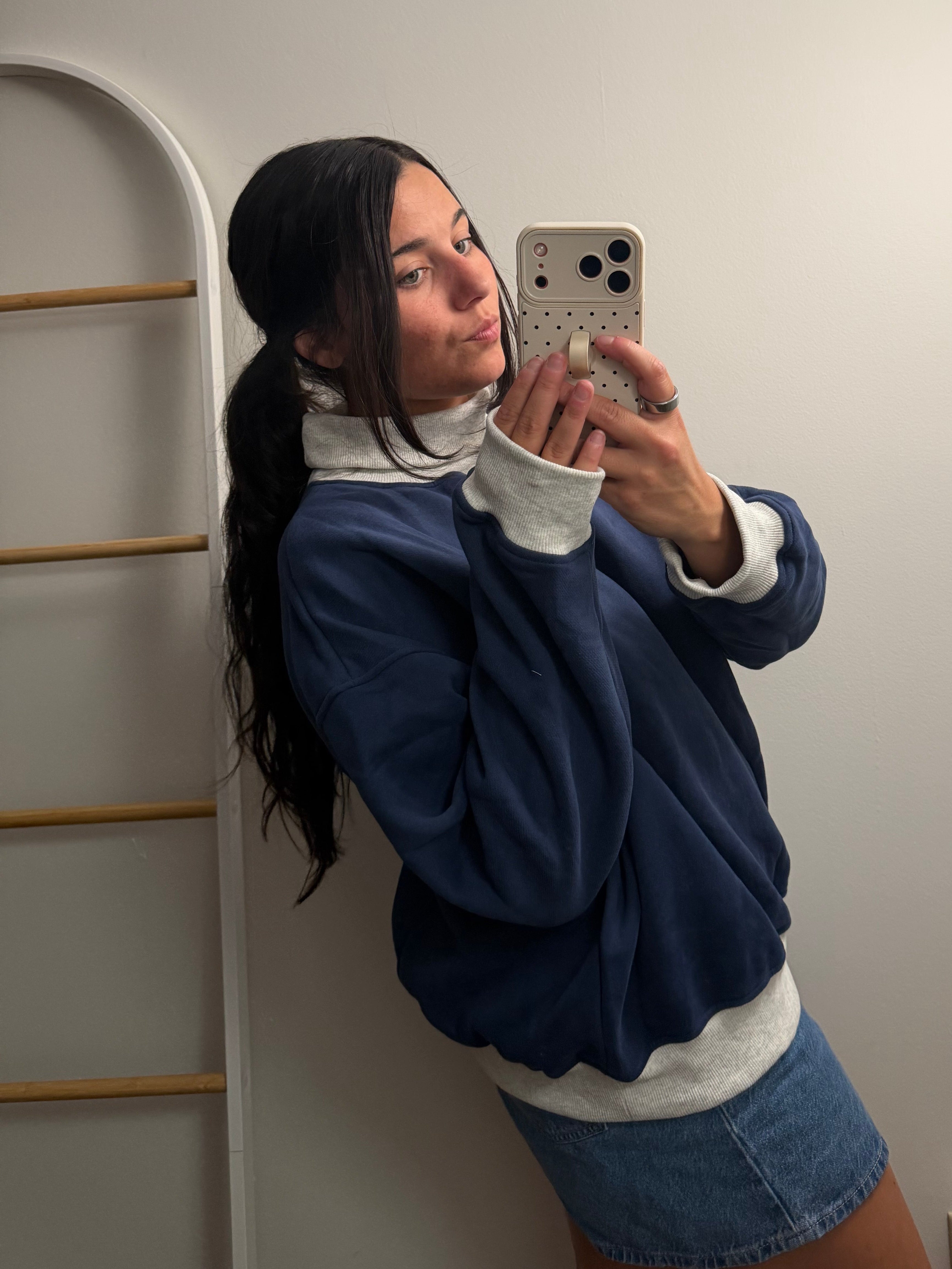 Cozy Contrast Turtleneck Sweatshirt