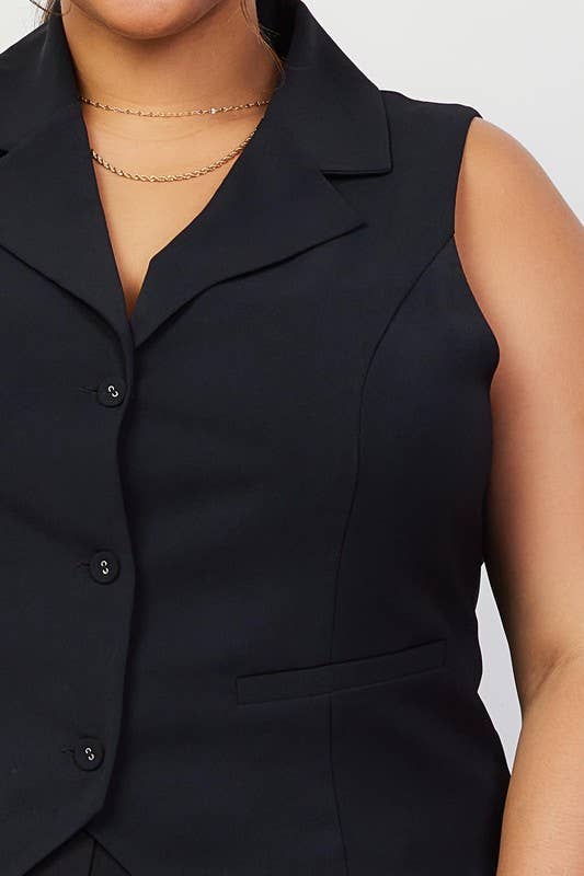 Sleeveless Blazer Plus Size