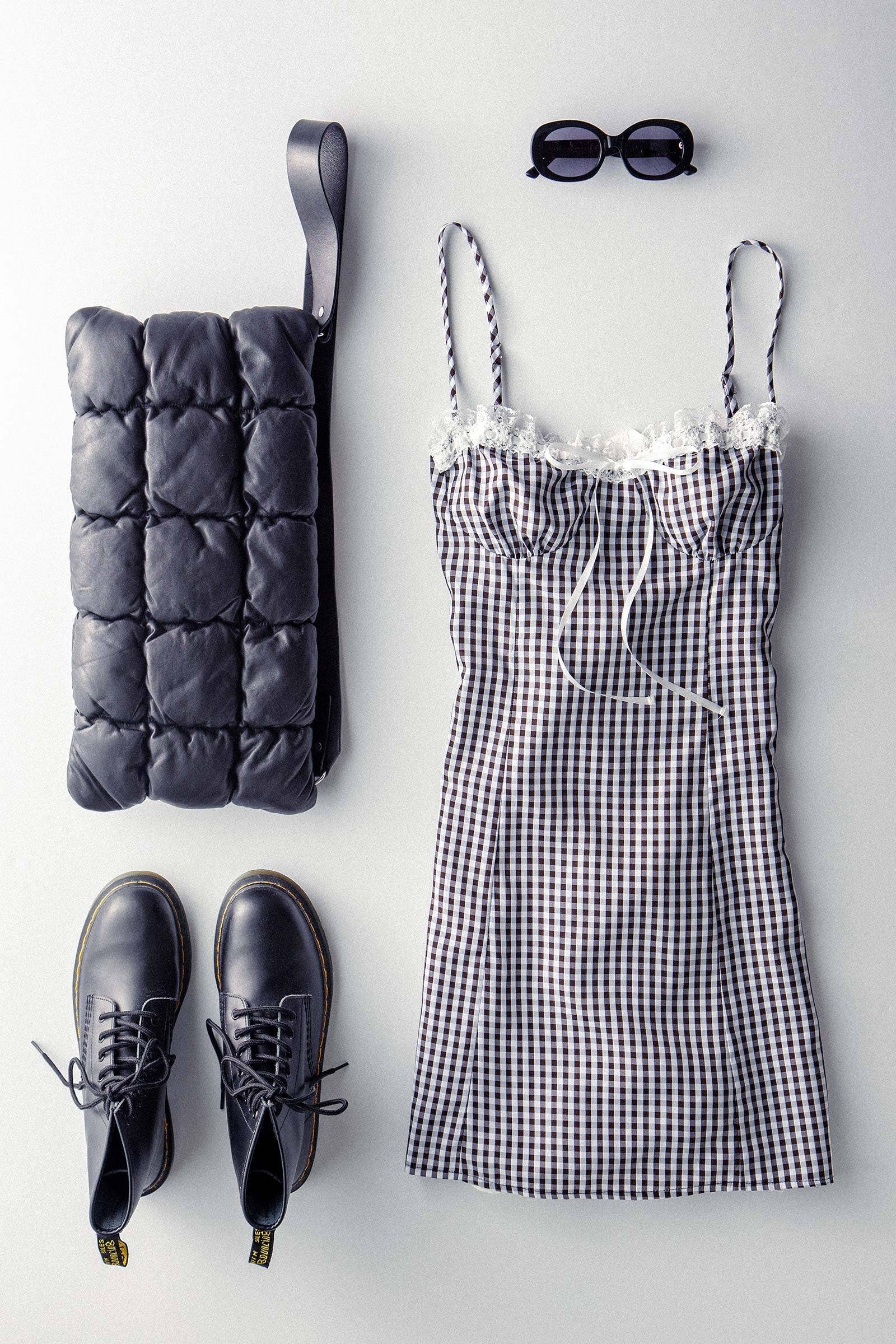 Sweetheart Gingham Tie-Front Mini Dress