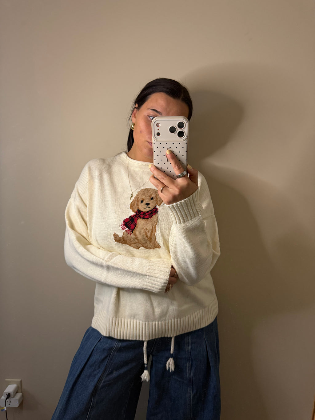 Puppy Crewneck Knit Sweater