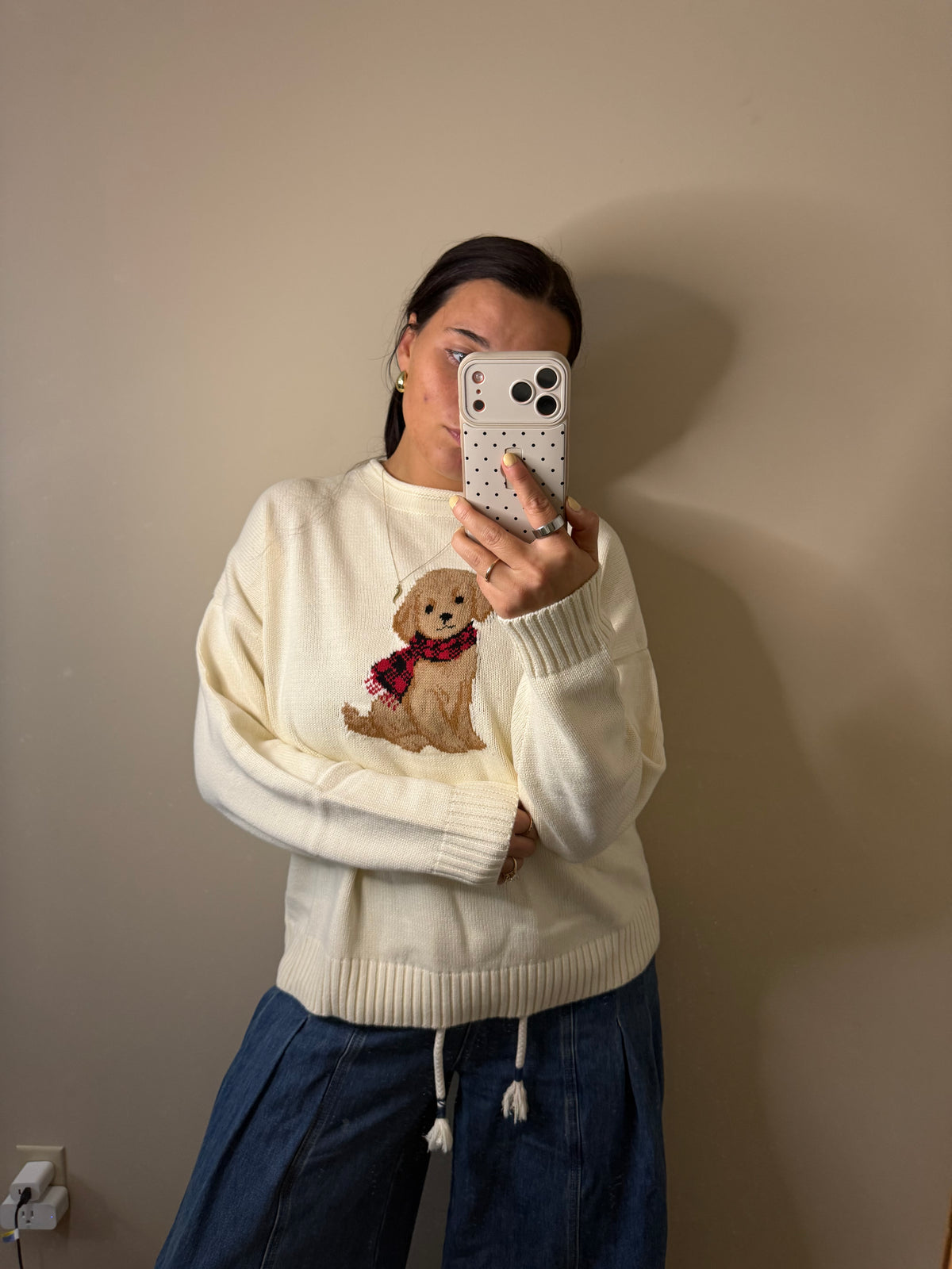 Puppy Crewneck Knit Sweater