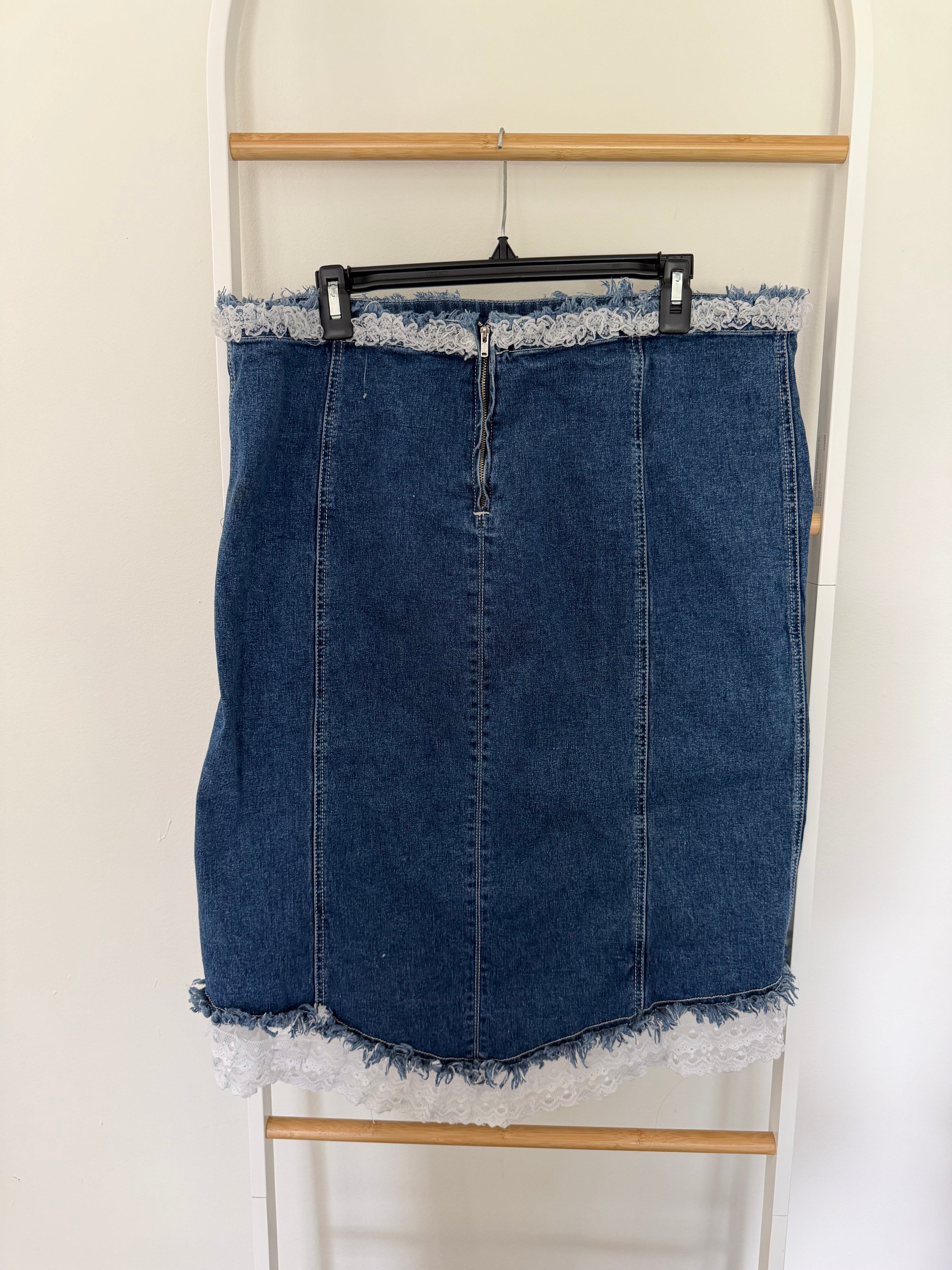 Vintage Lace & Denim Skirt