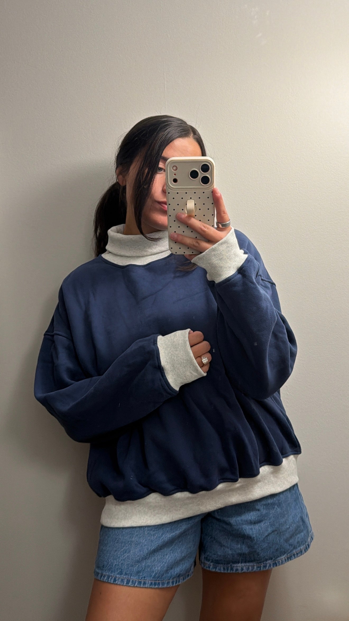 Cozy Contrast Turtleneck Sweatshirt