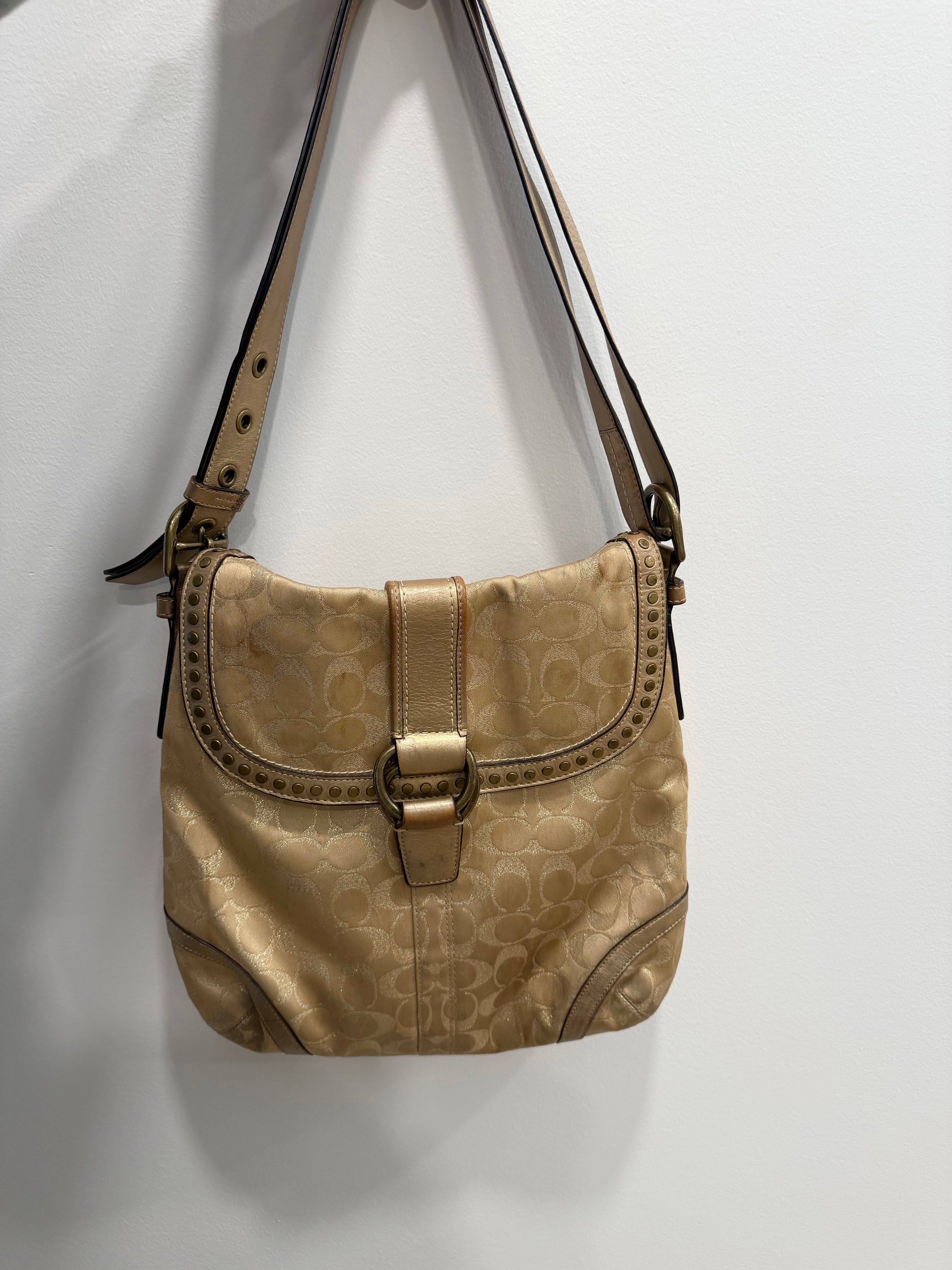 Coach Signature C Studded Flap Saddle Bag