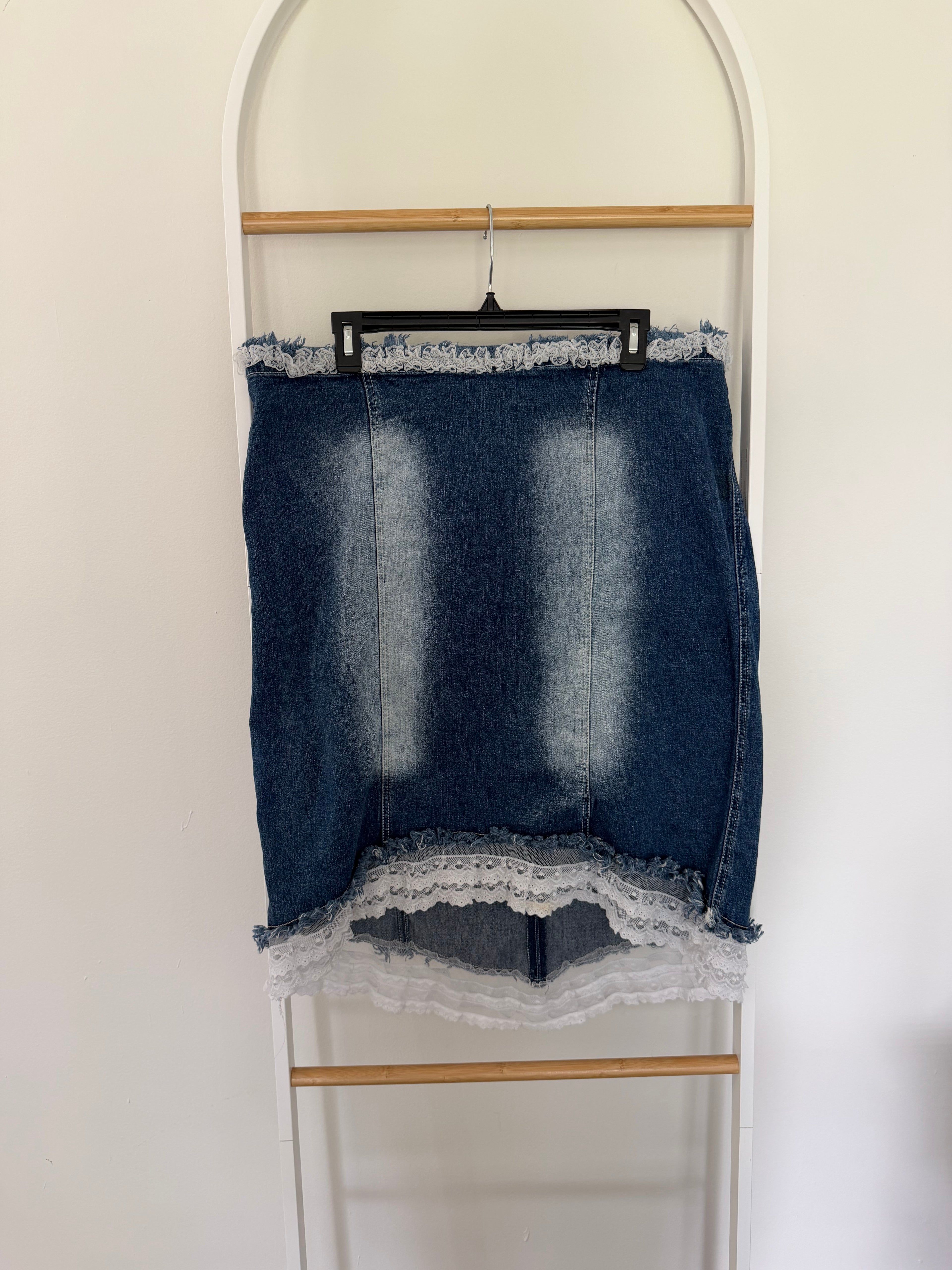 Vintage Lace & Denim Skirt