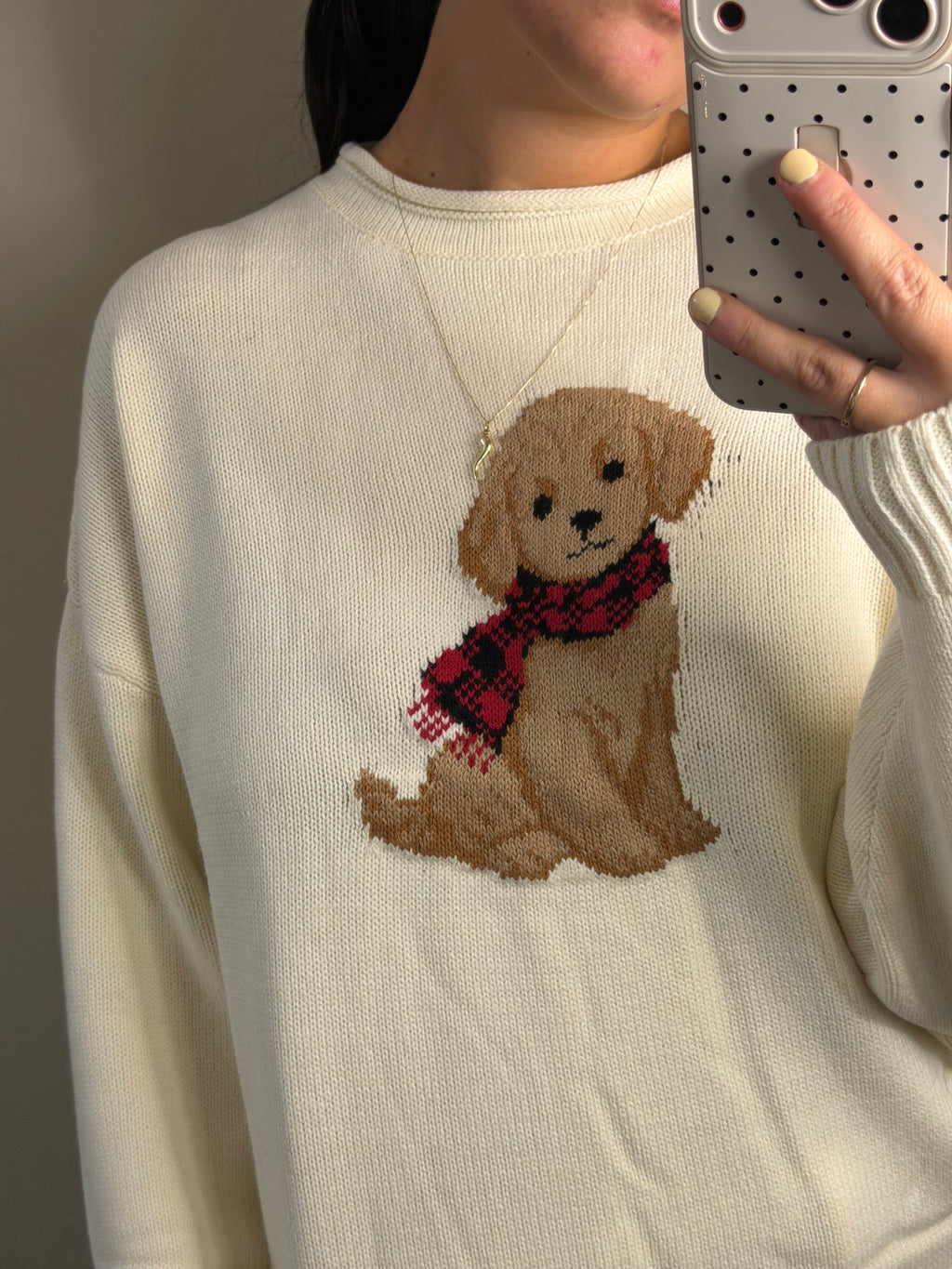 Puppy Crewneck Knit Sweater