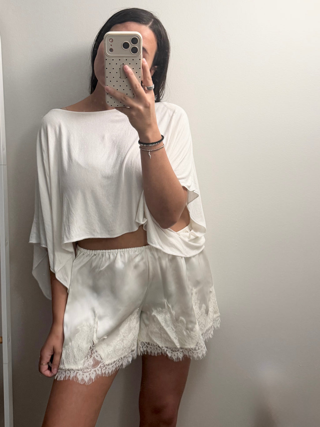 Satin Lace Trim Shorts