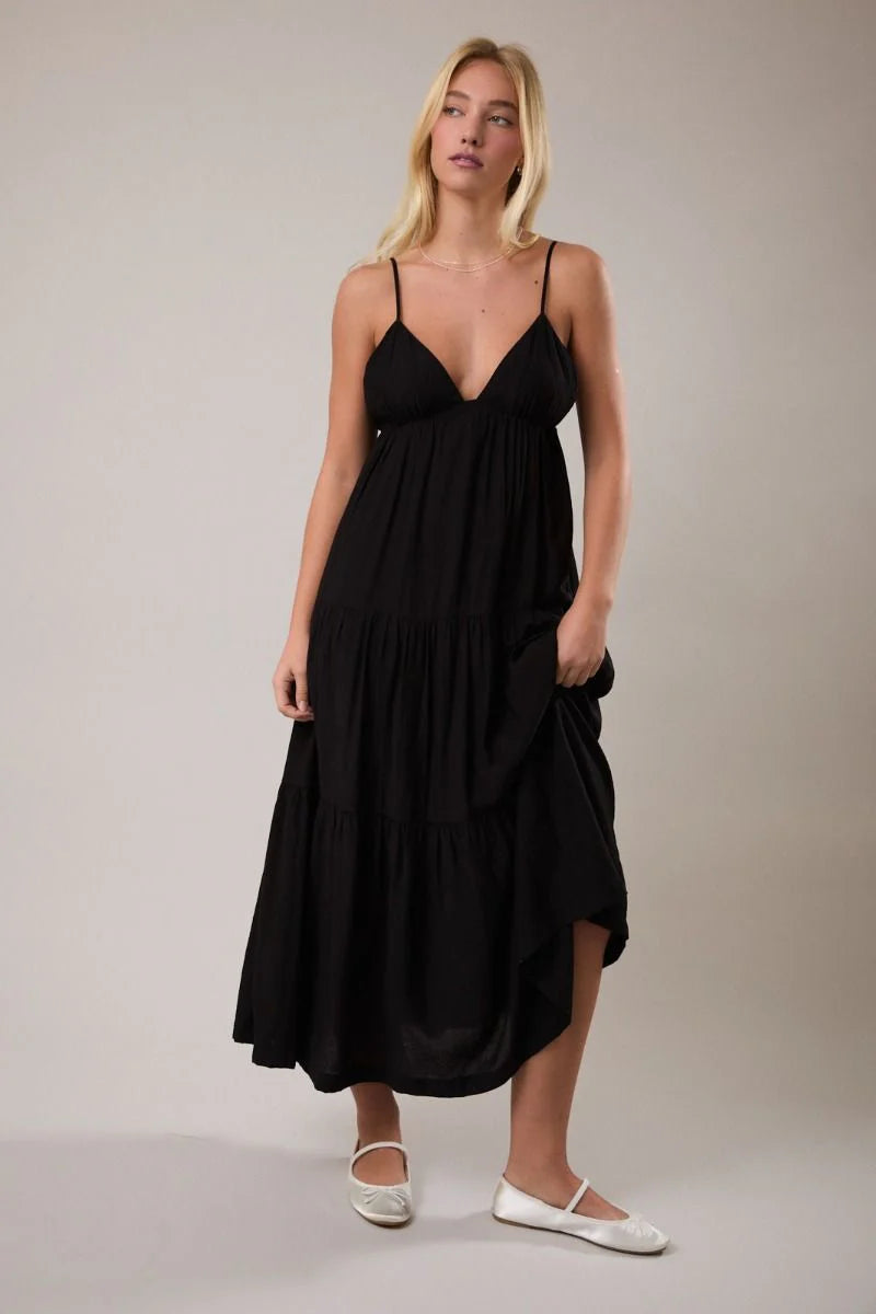Le Lis Black Midi Dress