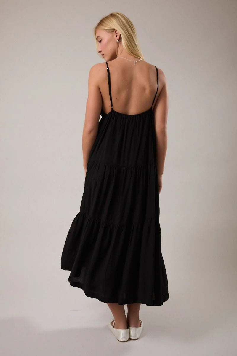 Le Lis Black Midi Dress