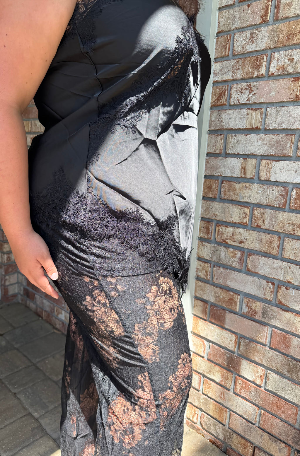 Curve Midnight Satin Lace Cami