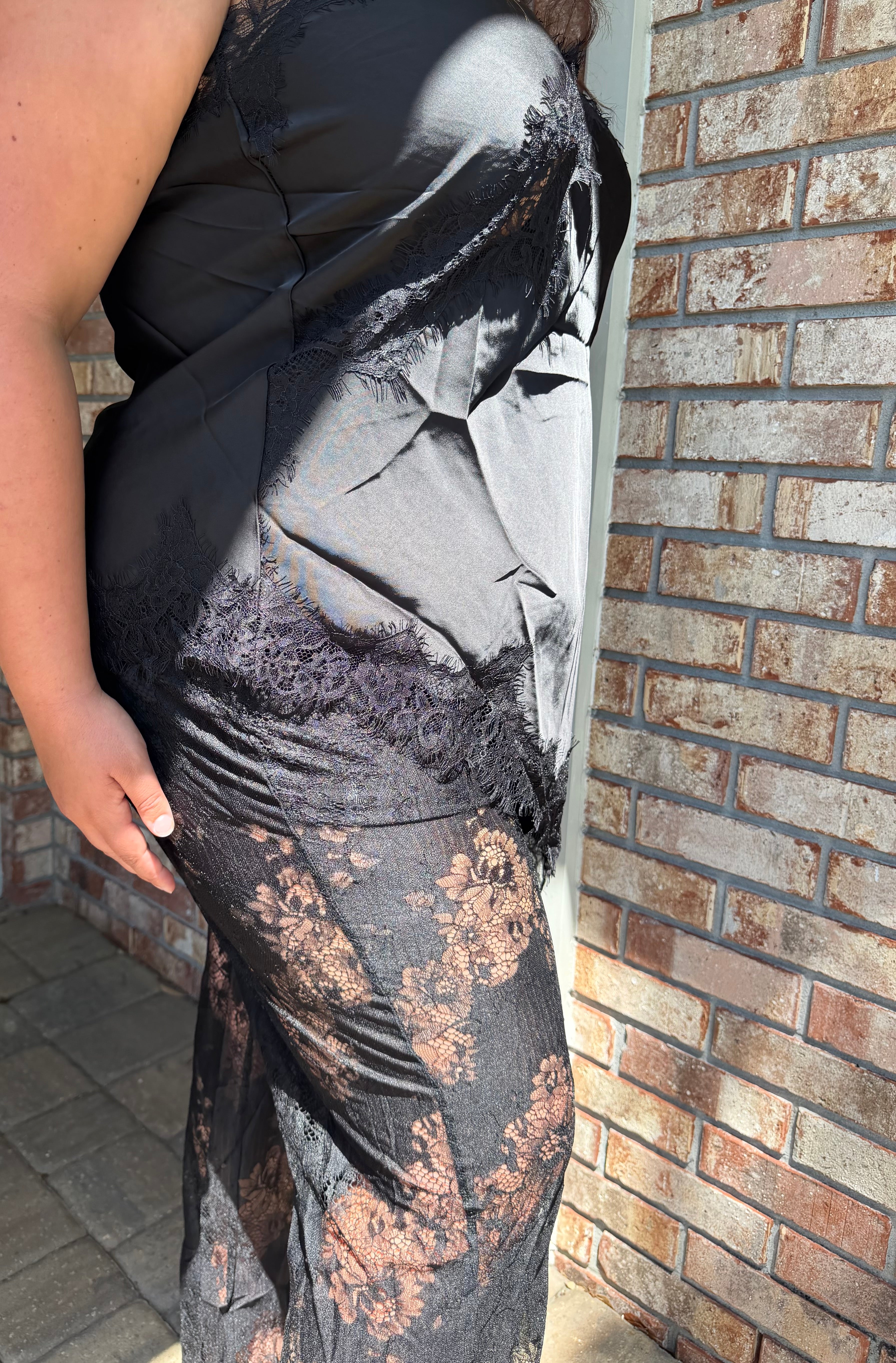 Curve Midnight Satin Lace Cami