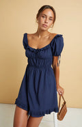 Blue Ruffle Mini Dress