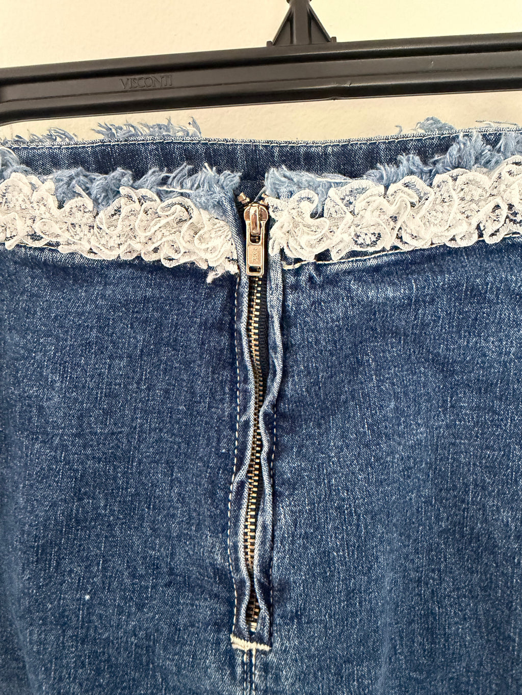 Vintage Lace & Denim Skirt
