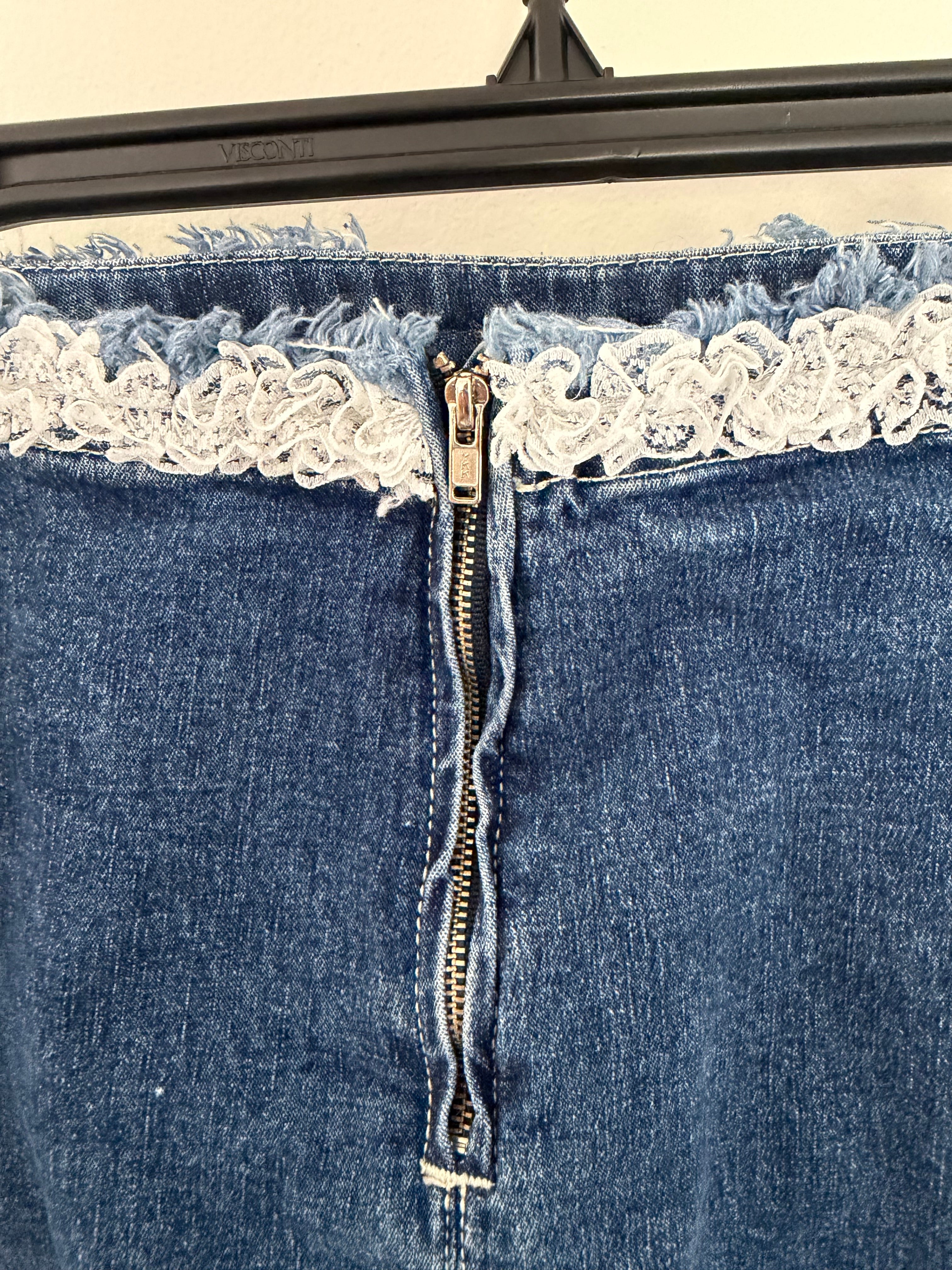 Vintage Lace & Denim Skirt