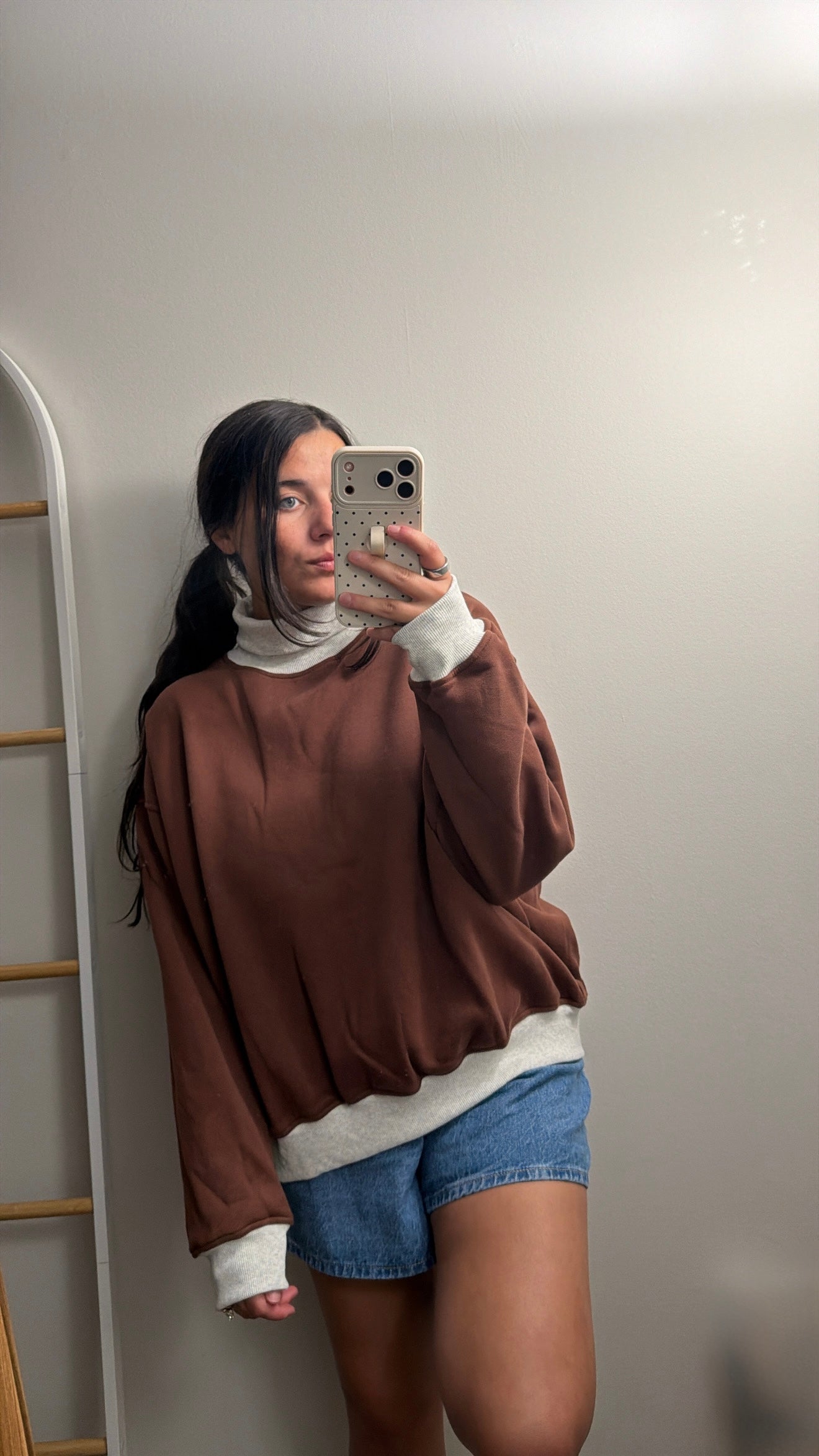 Cozy Contrast Turtleneck Sweatshirt