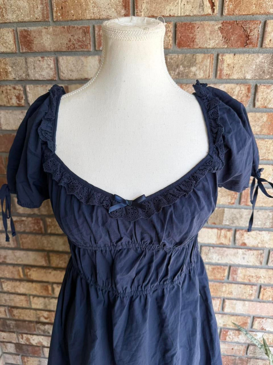 Blue Ruffle Mini Dress