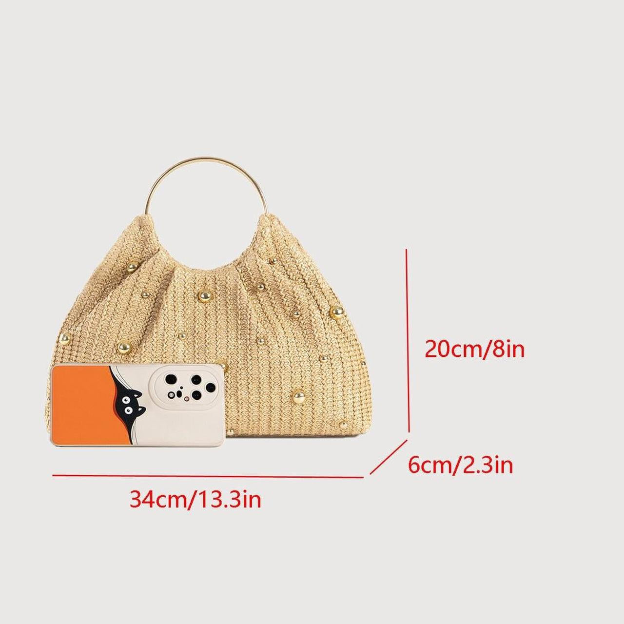 Malta Gold Pearl Straw Clutch