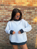 Grey & Navy Polka Dot Mockneck