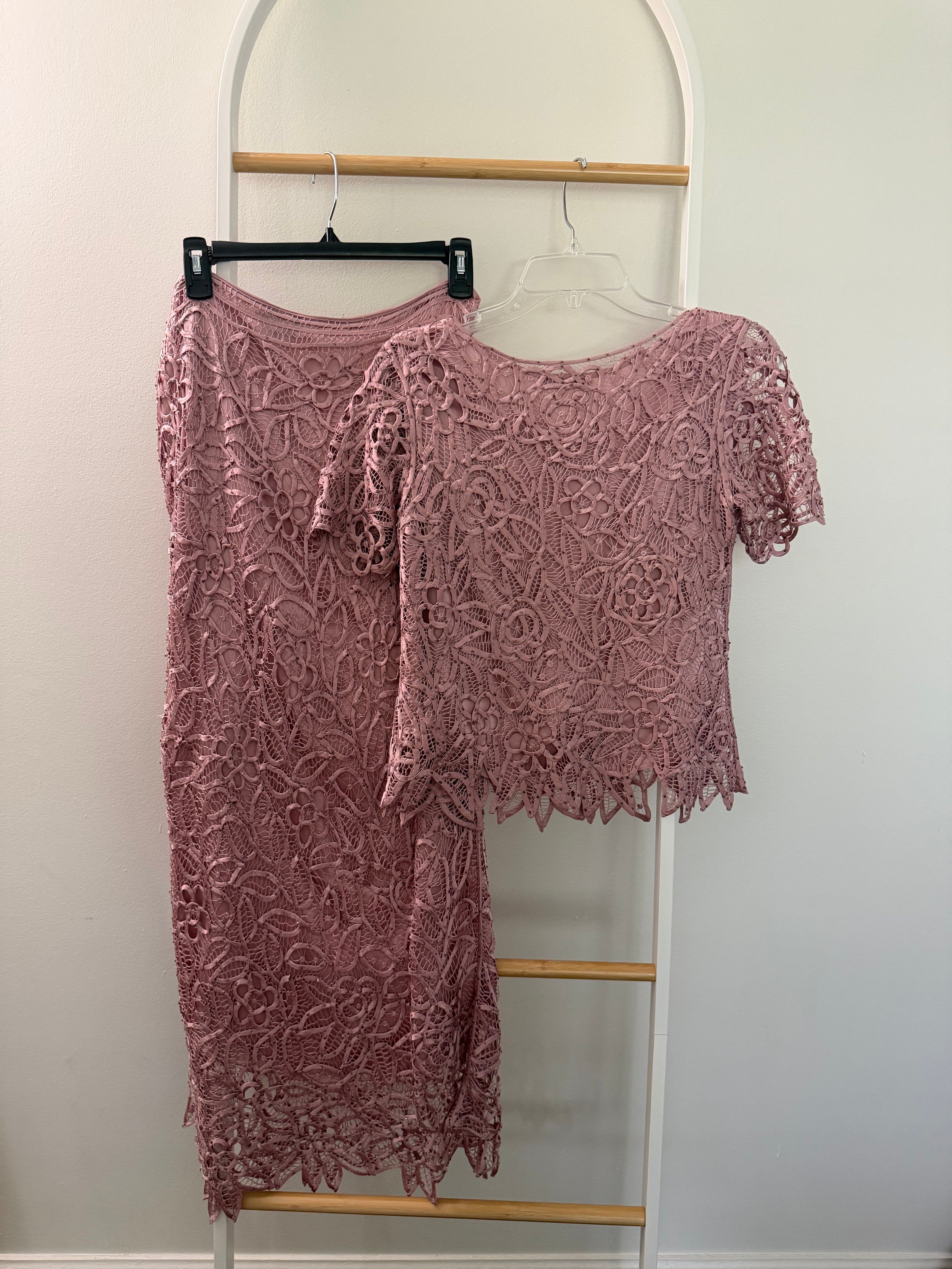 Vintage Silken Poetry Skirt and Blouse Set