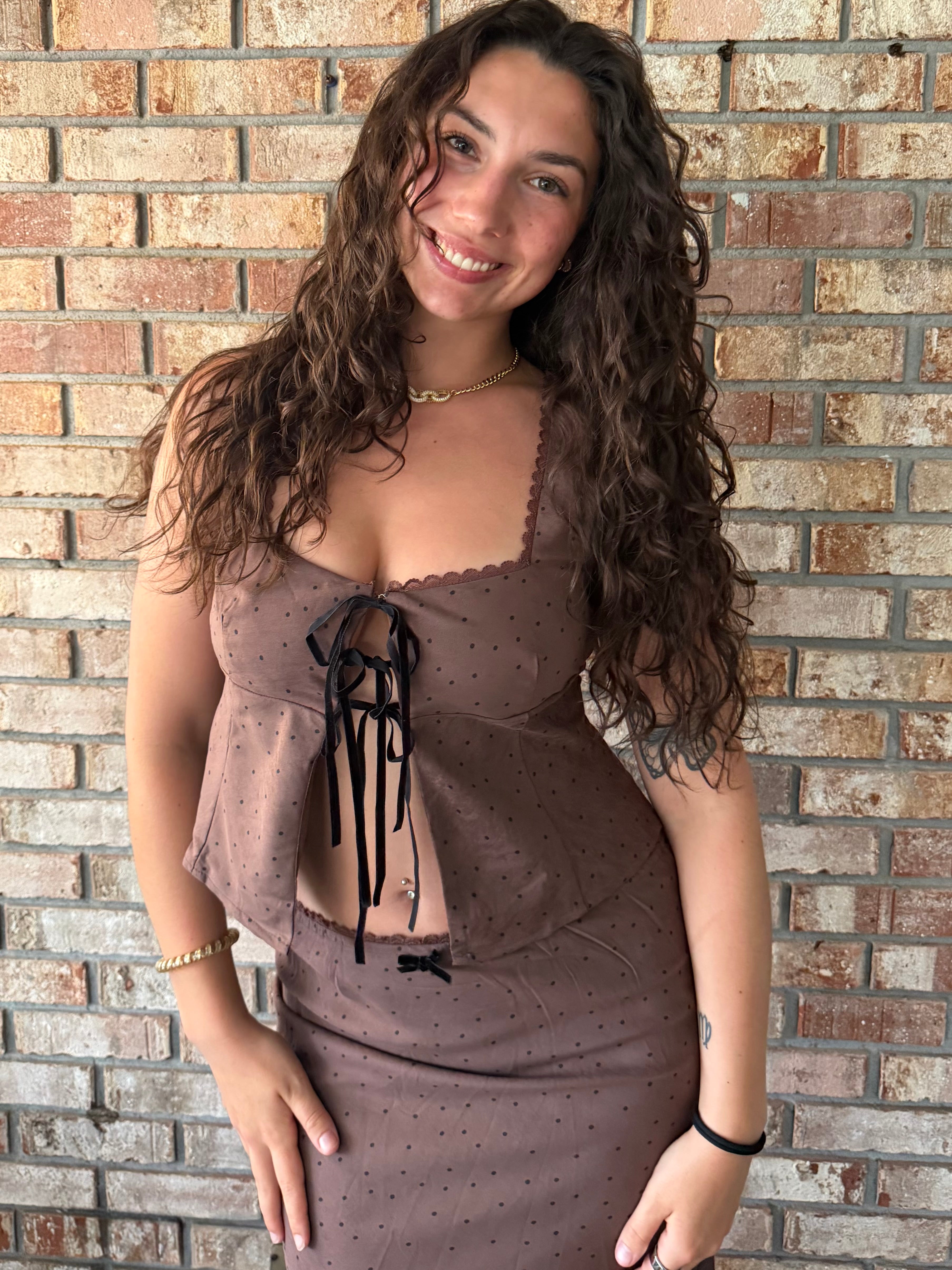 Espresso Polka Dot Top