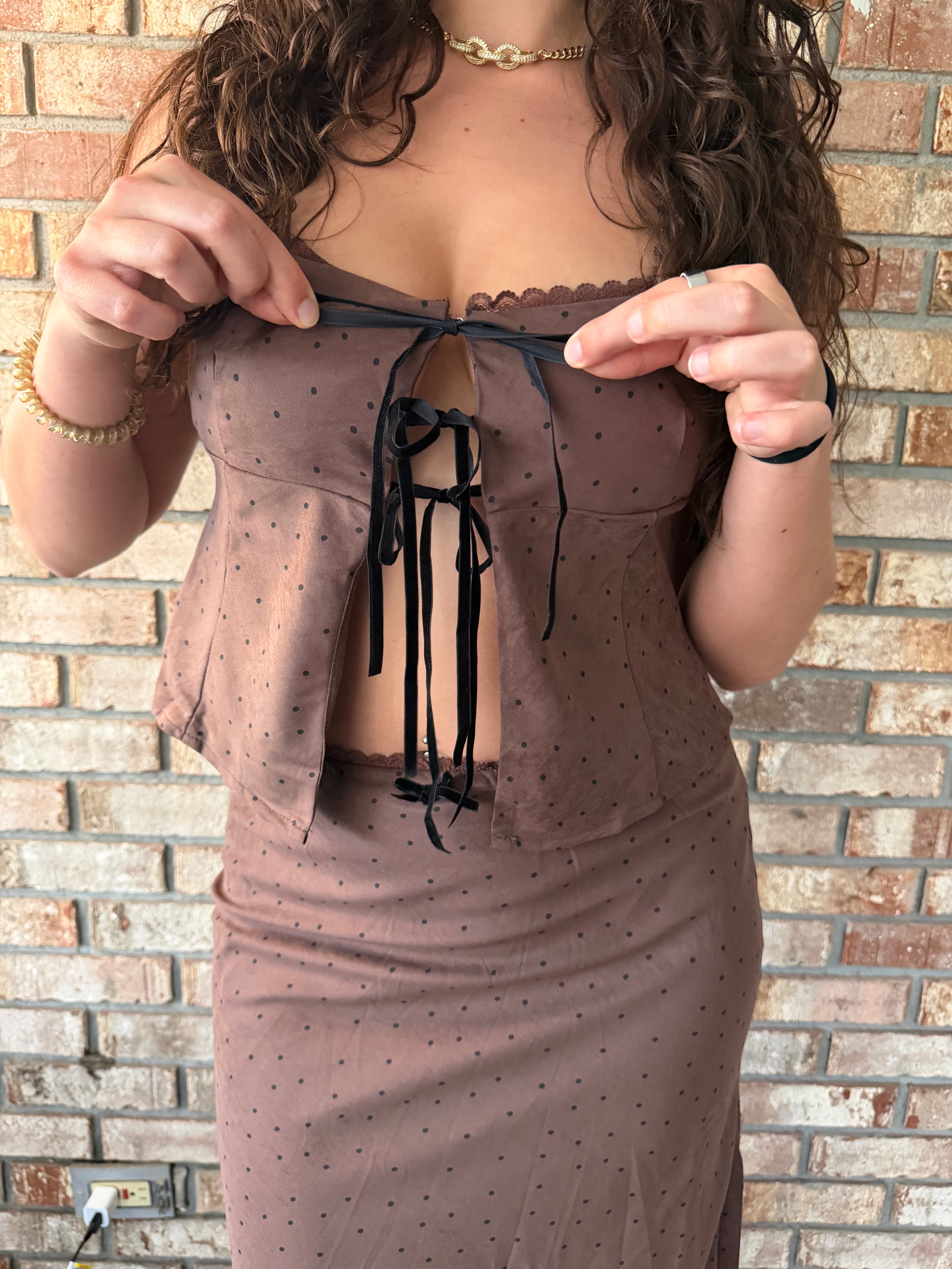 Espresso Polka Dot Top