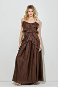 Chocolate Ruffle Statement Dress