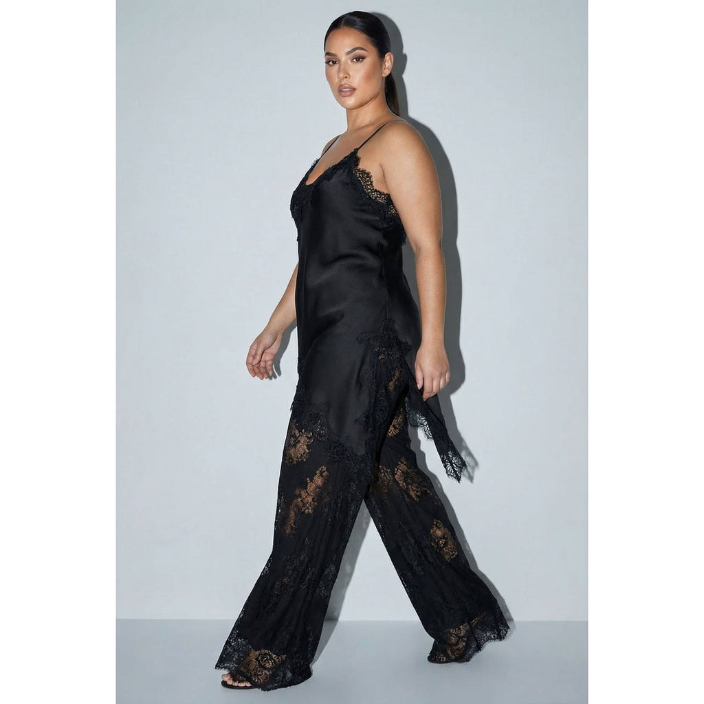 Curve Midnight Satin Lace Cami