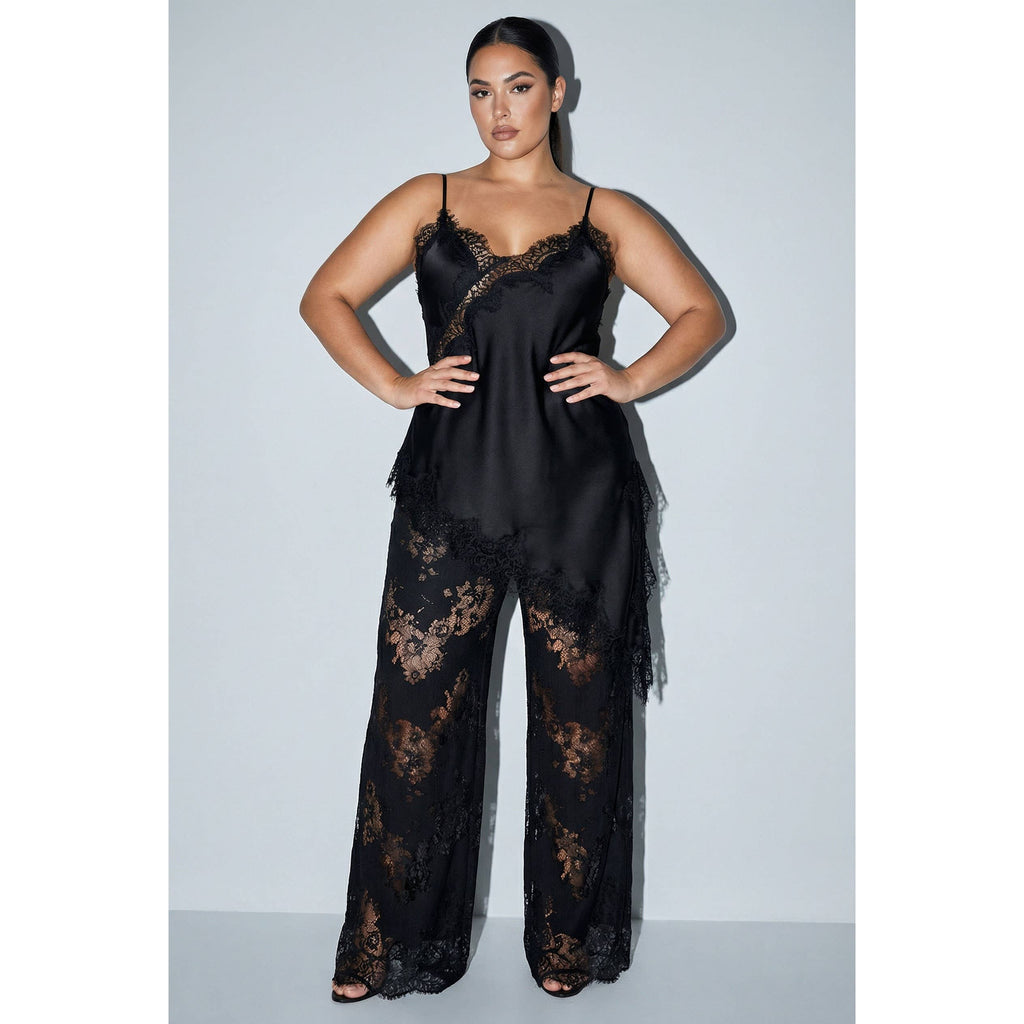 Curve Midnight Satin Lace Cami