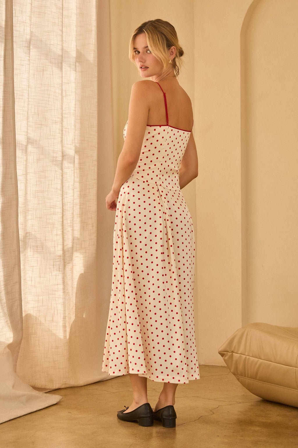 Silky & Sweet Red Polka Dot Midi Dress
